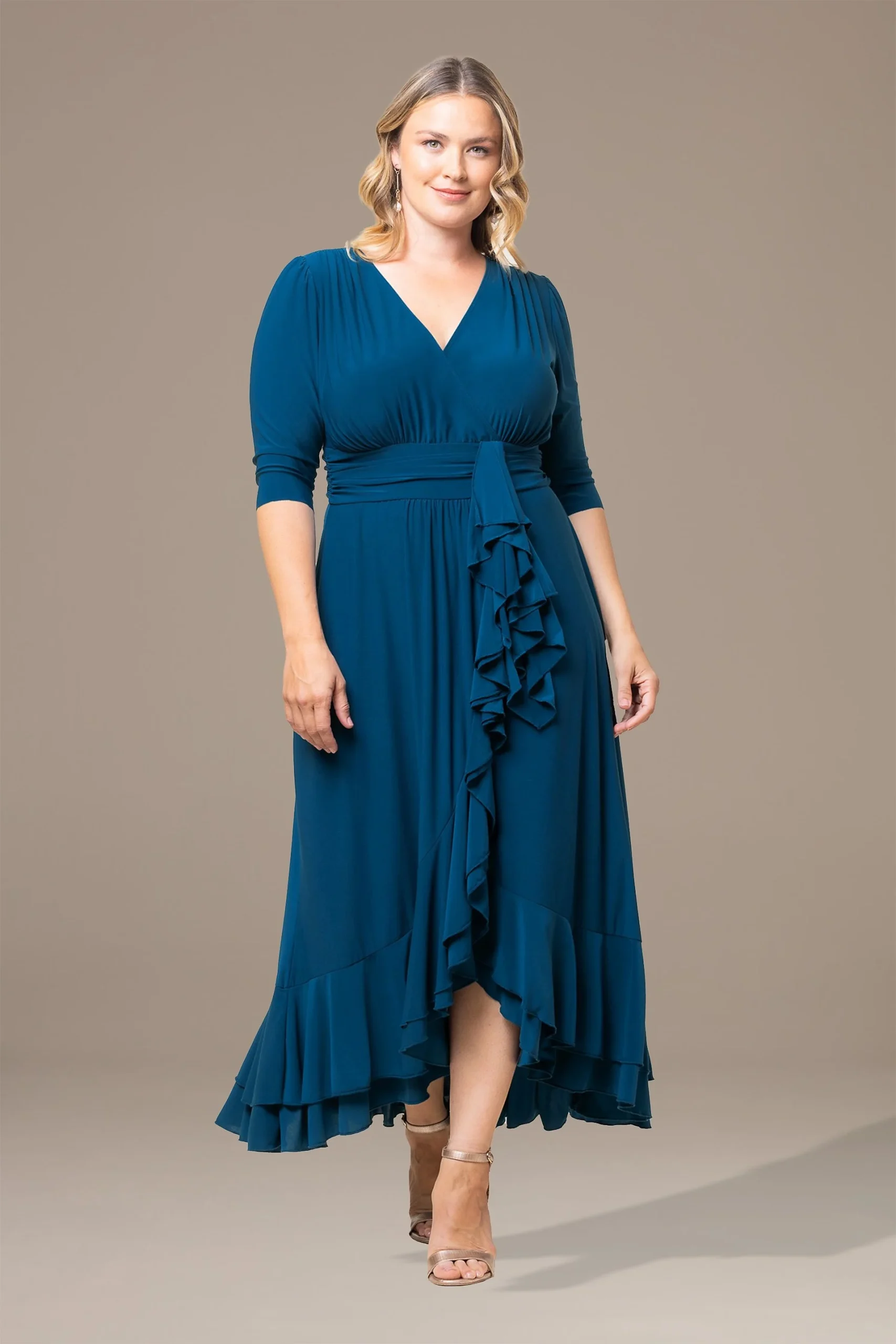 Plus Size Veronica Ruffled Evening Gown