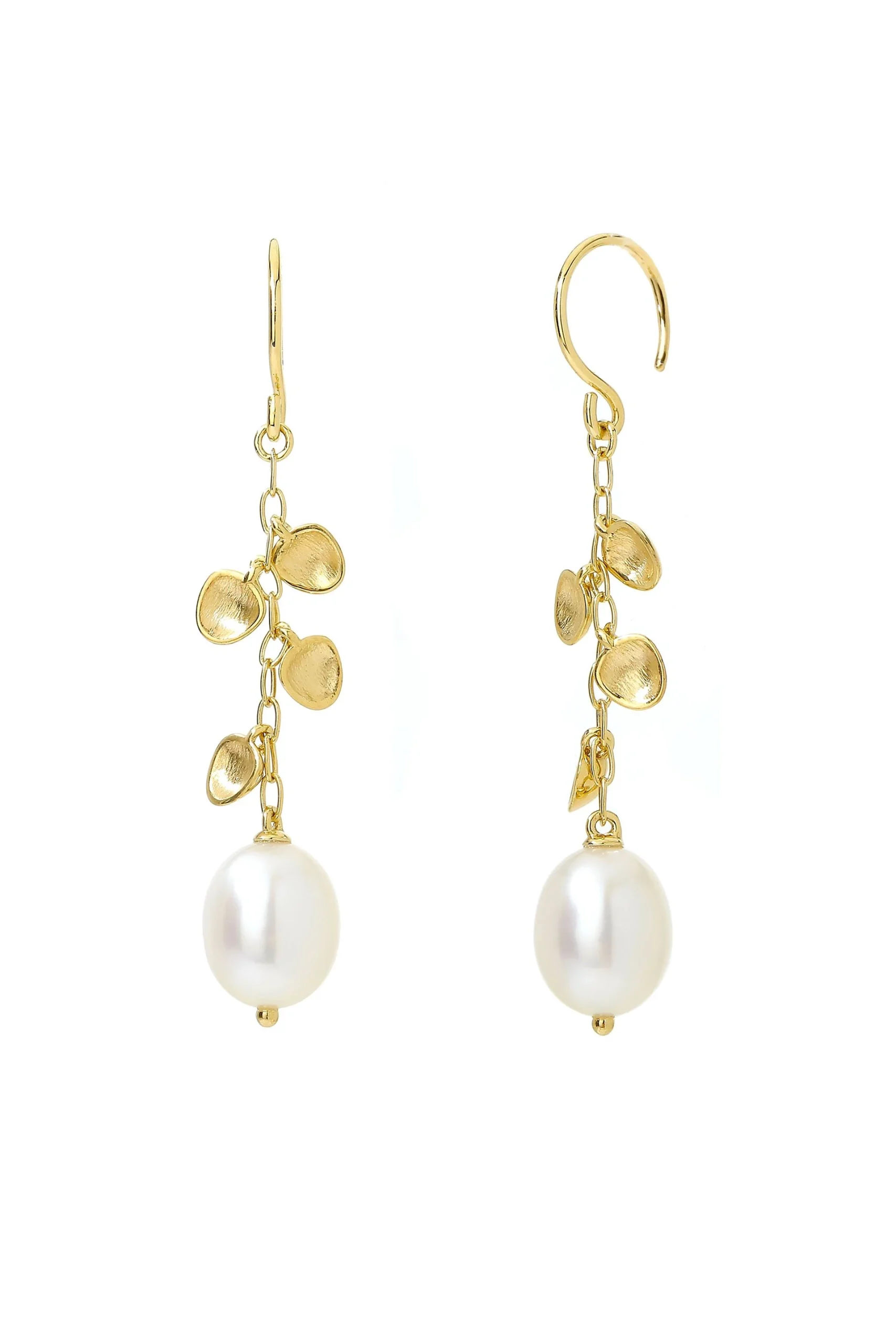 18k Gold and Freshwater Pearl Dangle Earrings