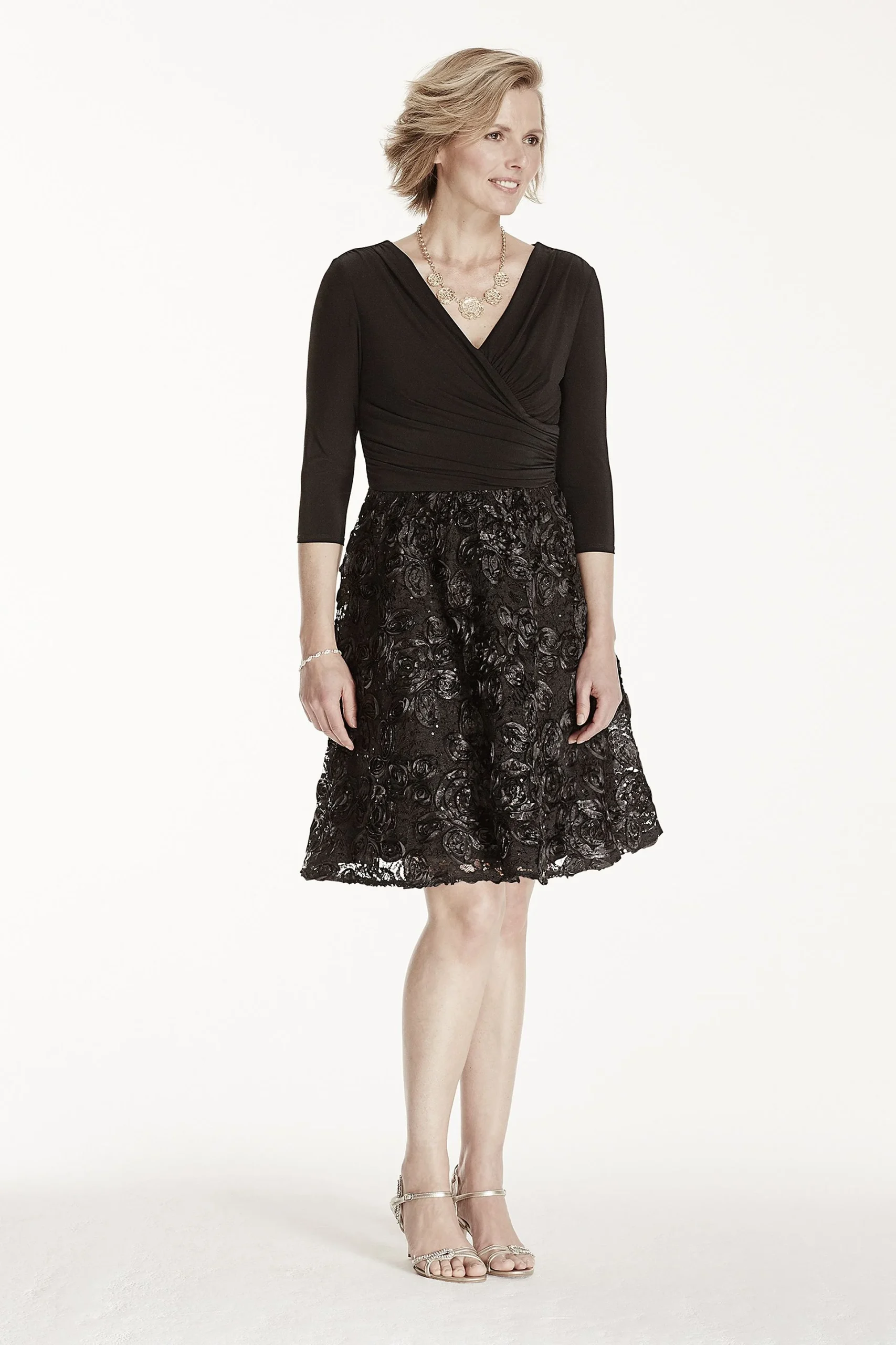 Jersey Dress with Sequined Soutache Skirt