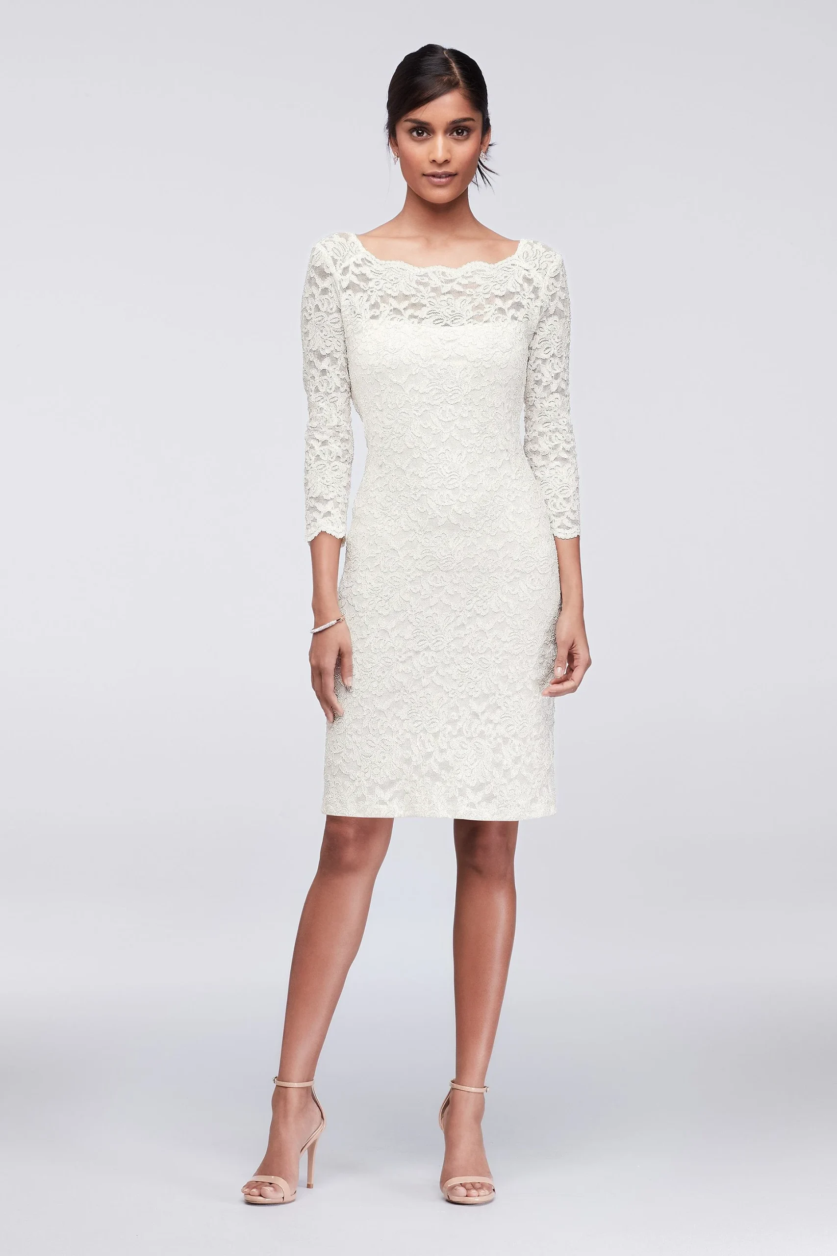 3/4-Sleeve Illusion Lace Cocktail Dress