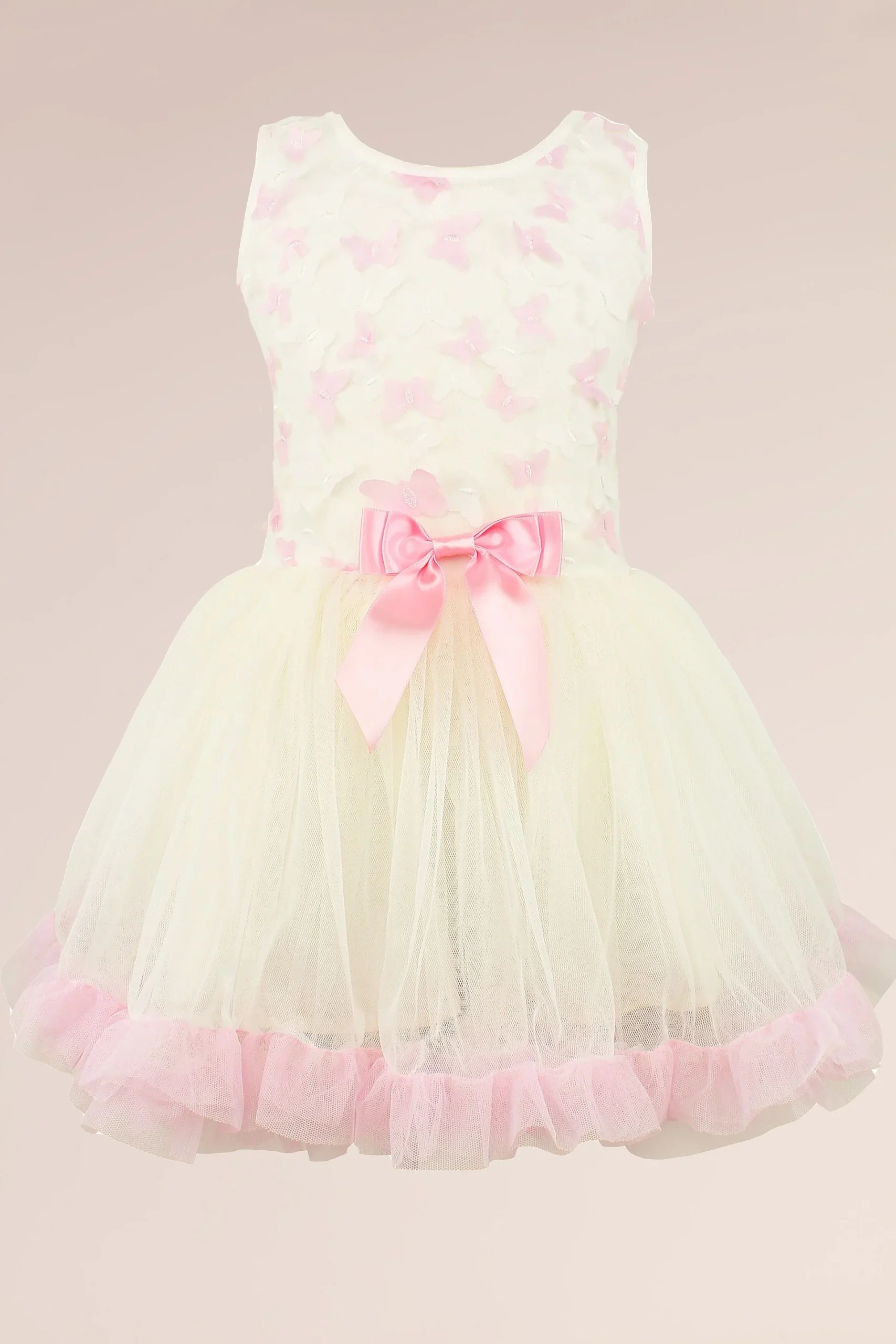 3D Butterfly Applique Flower Girl Dress
