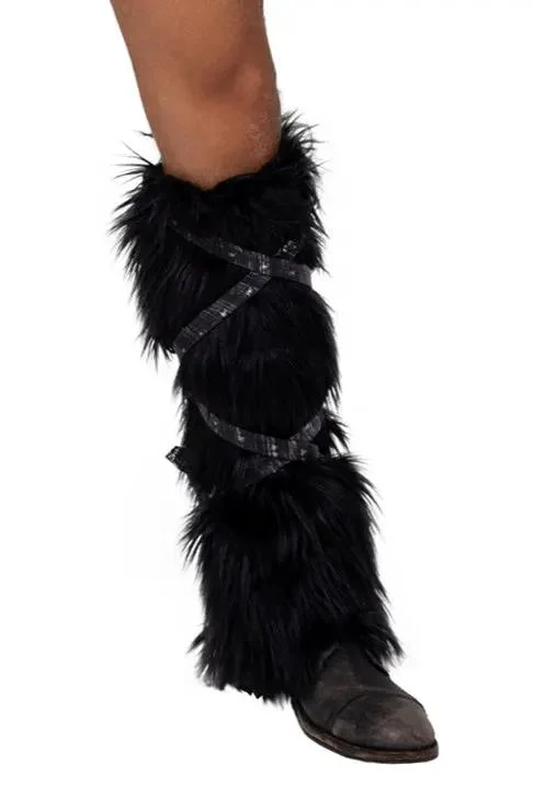 6170 - Pair of Black Faux Fur Leg Warmers