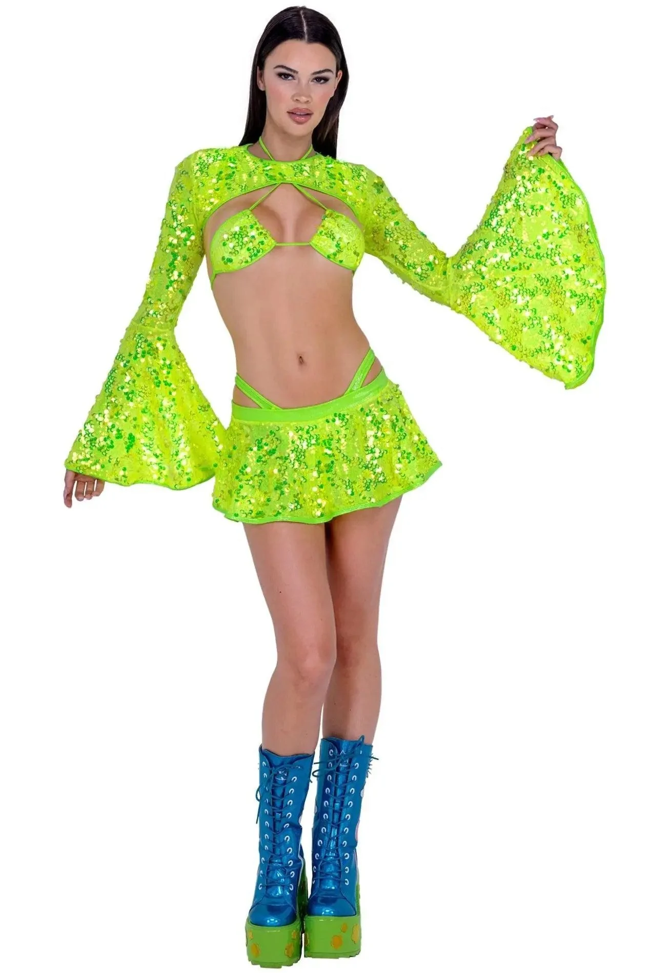 6541 - Sequin Bell Sleeve Shrug