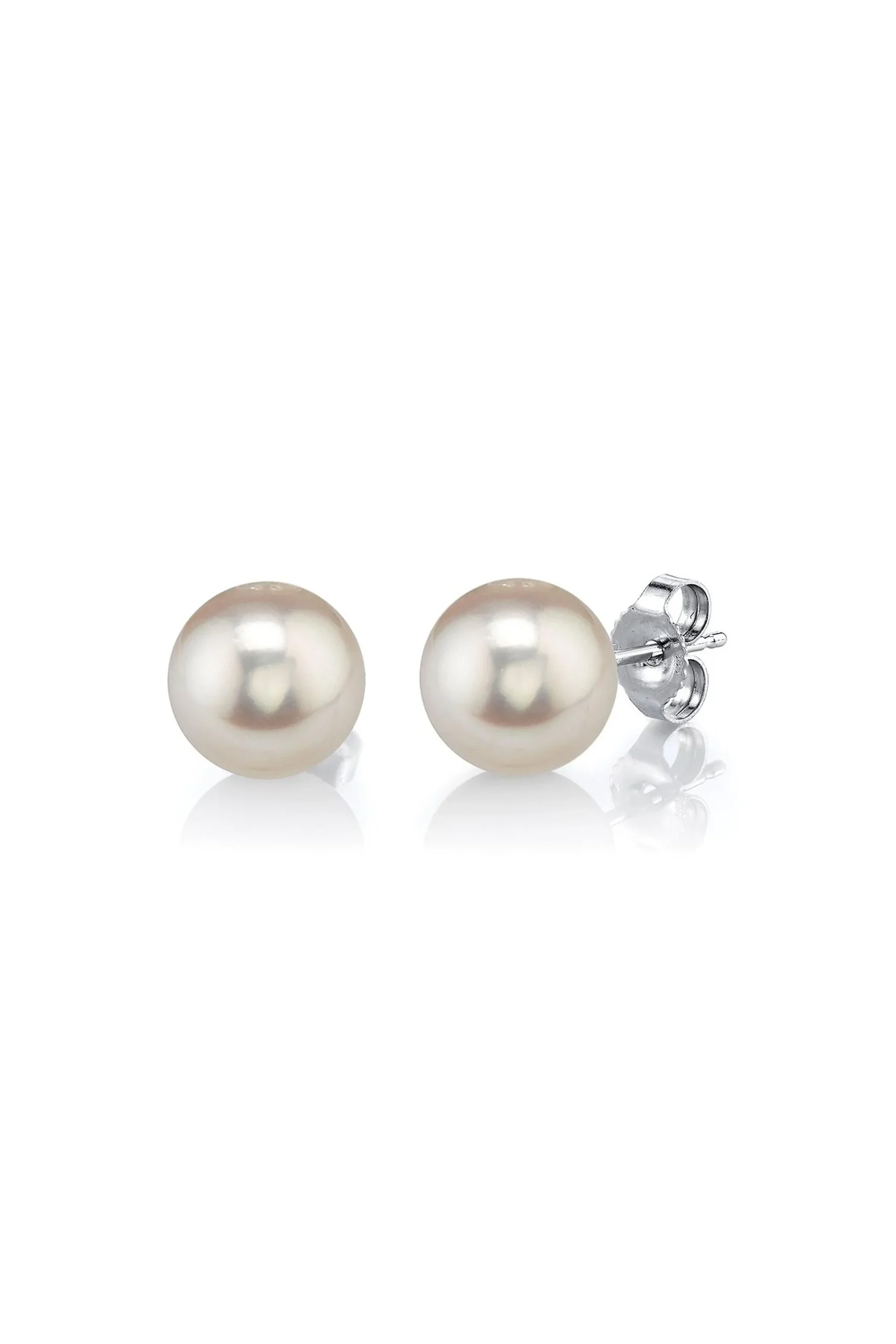 7mm White Freshwater Round Pearl Stud Earrings
