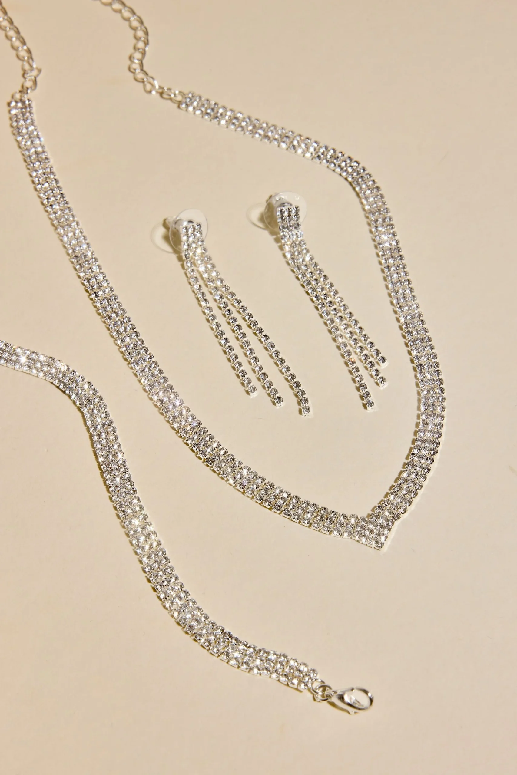 Three-Piece Pave Cubic Zirconia Jewelry Set