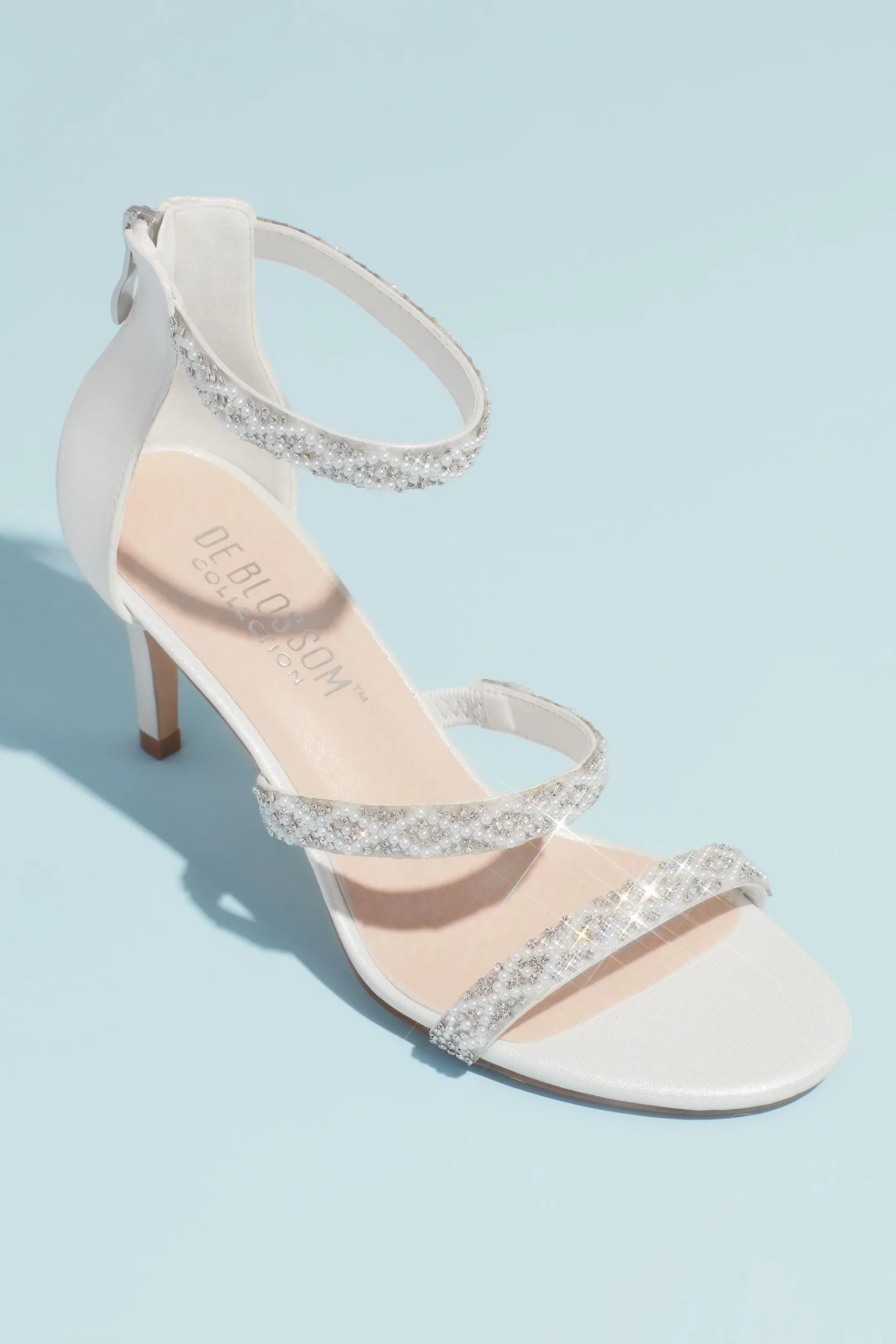 Triple Beaded Strap Heeled Sandals