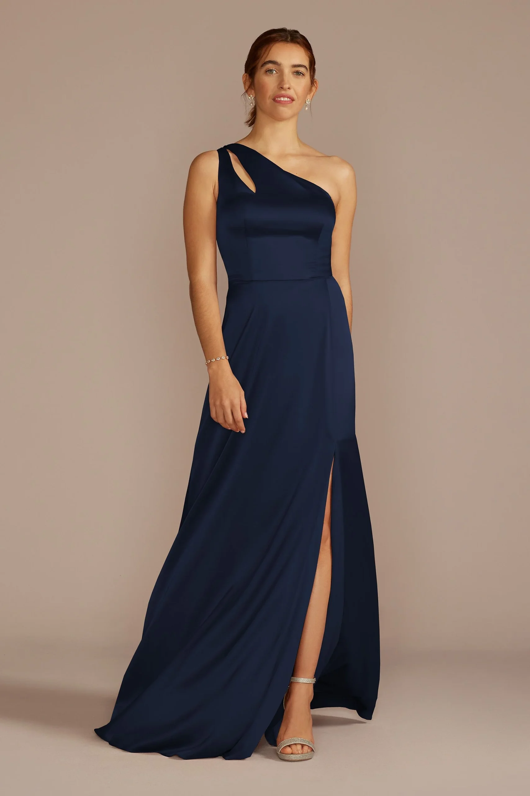 Stretch Charmeuse One-Shoulder Dress