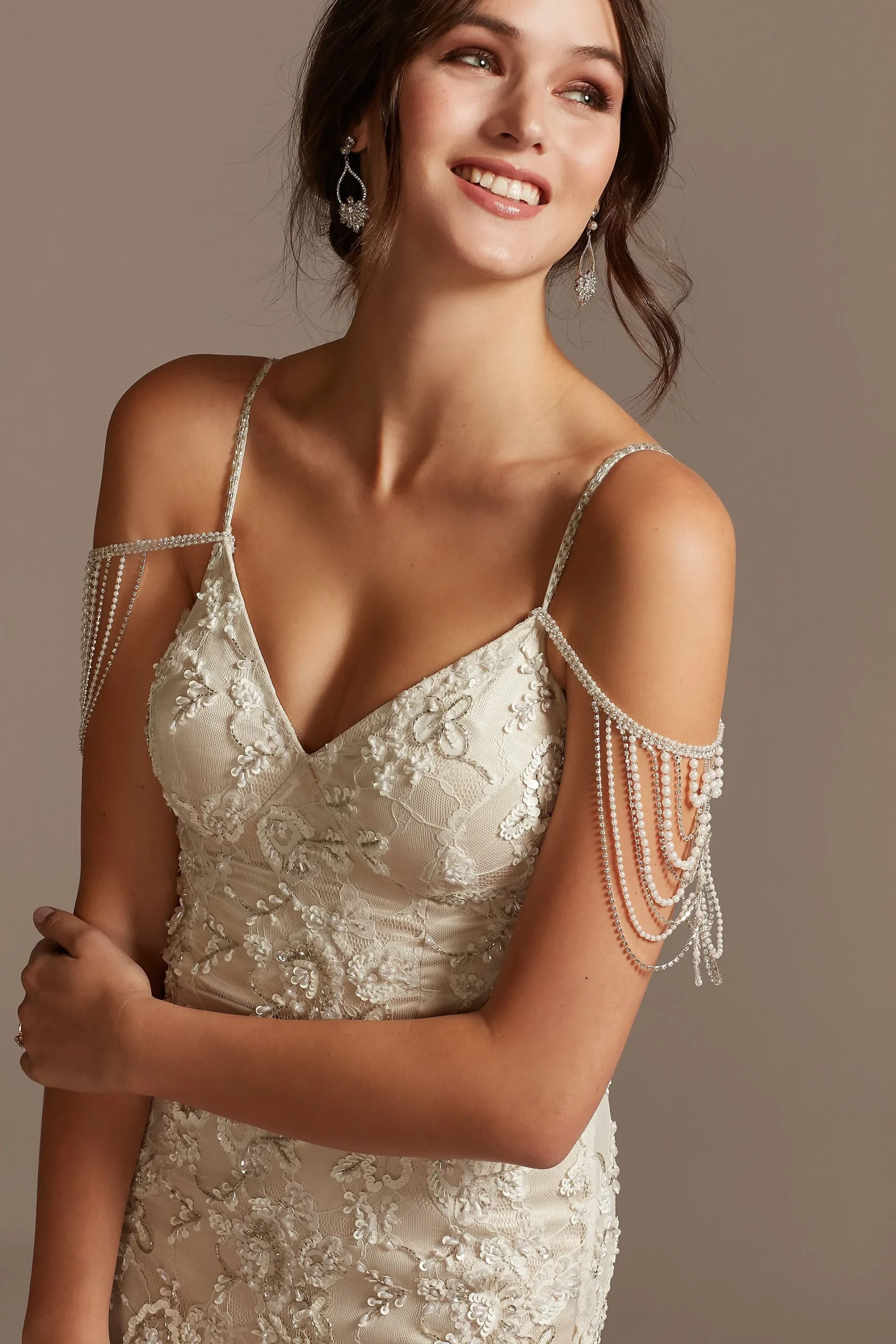 Pearl Crystal and Bead Detachable Spaghetti Straps