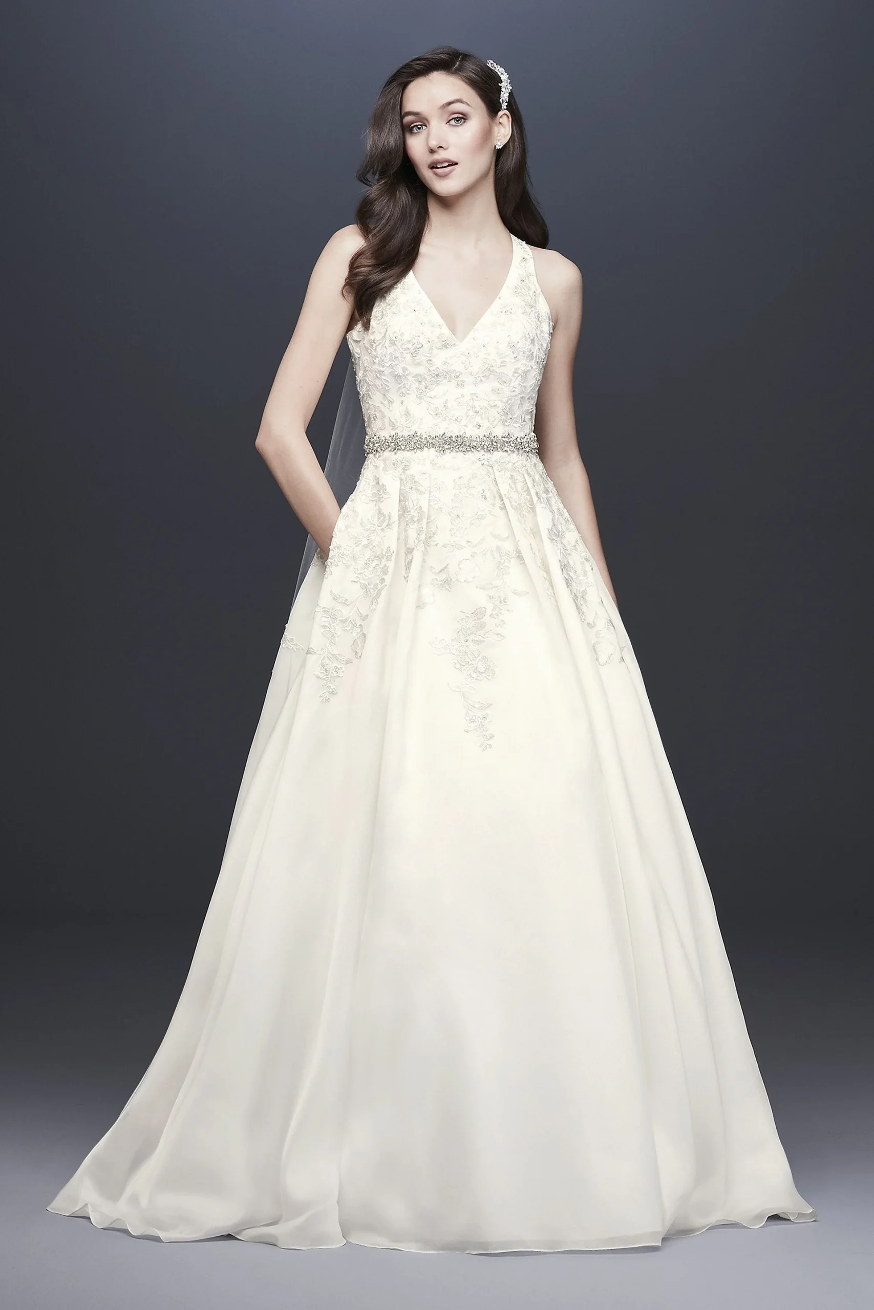 As-Is Illusion Back Organza Halter Wedding Dress