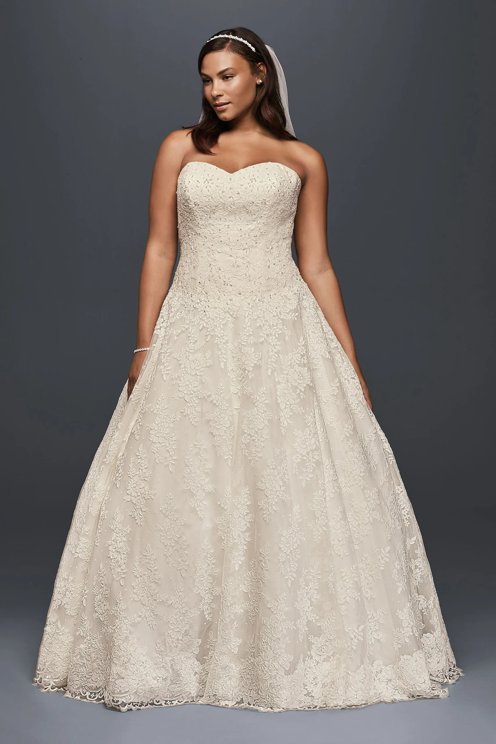 Allover Beaded Plus Ball Gown Wedding Dress