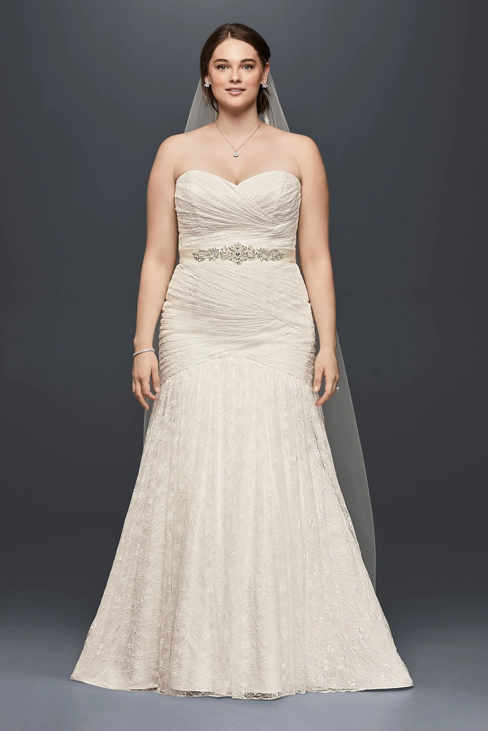 Allover Lace Mermaid Plus Size Wedding Dress