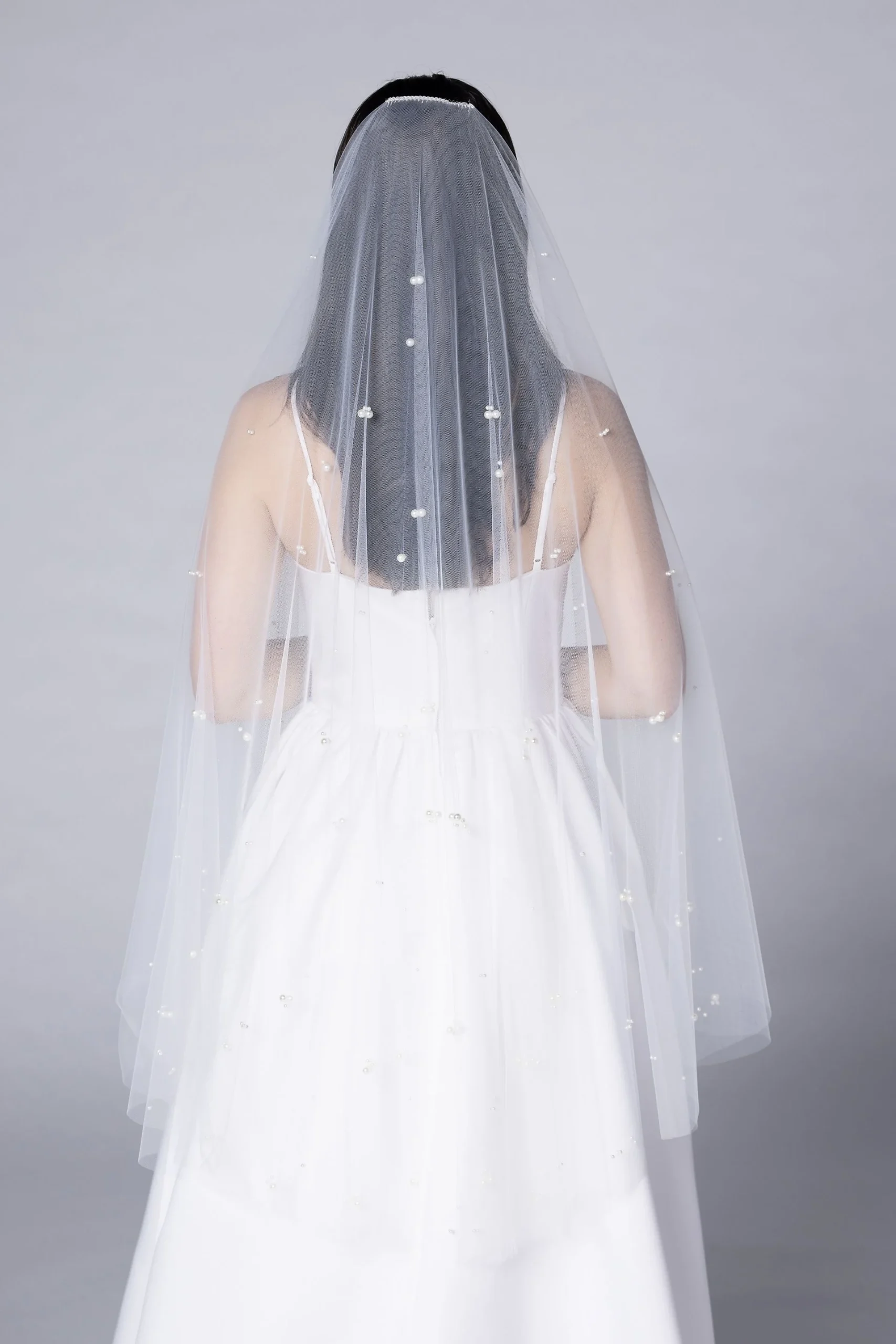 Allover Pearl Two-Tier Mid-Length Veil