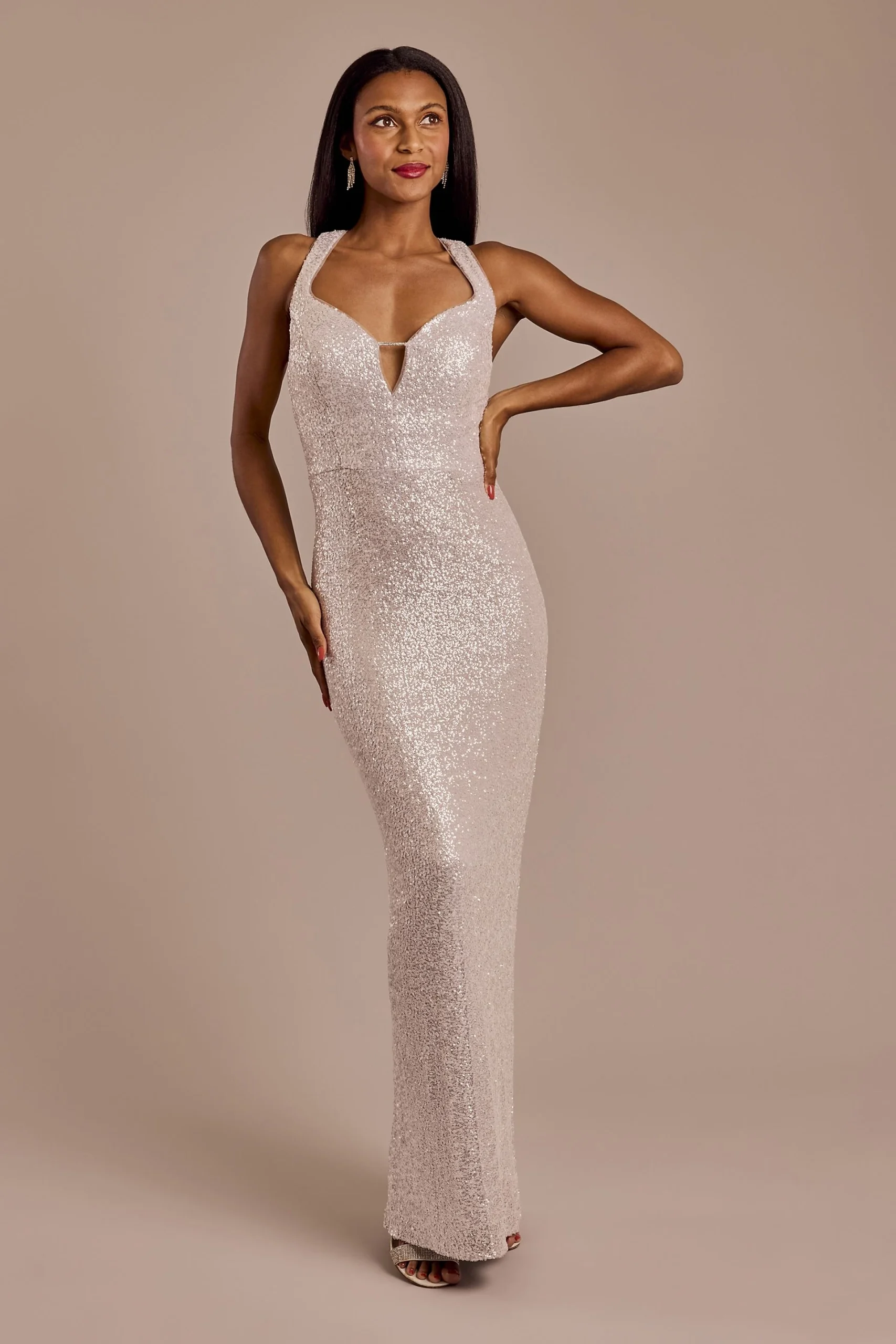 Allover Sequin Tank Sheath Dress