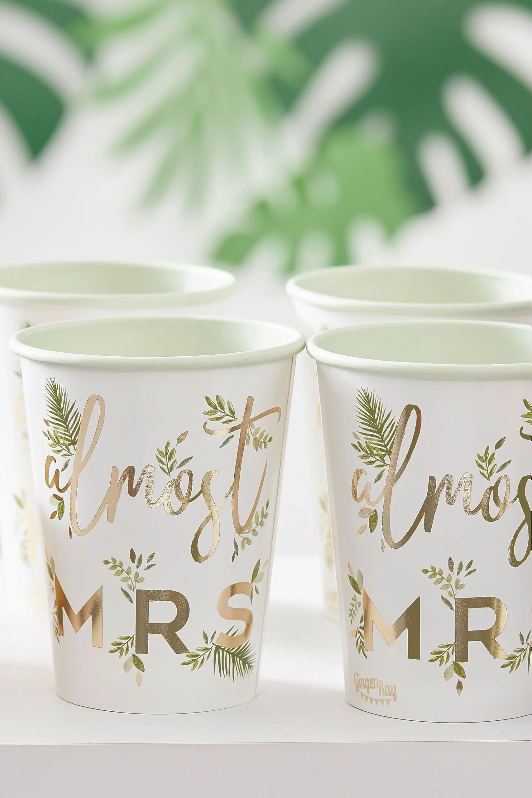 Almost Mrs Gold Foil Botanical Cup Set