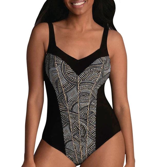 Anita Amber Glow Teresa Slimming Support One Piece Swimsuit (7372) - Black/Gold