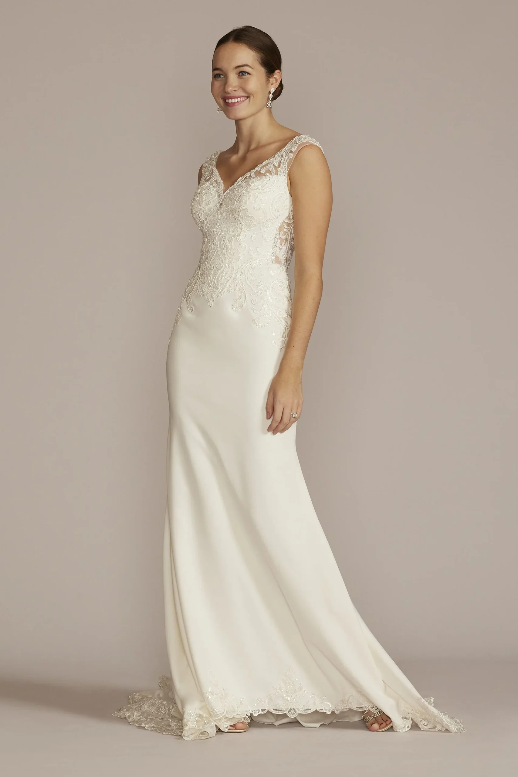 Applique Mermaid Wedding Dress Lace Train