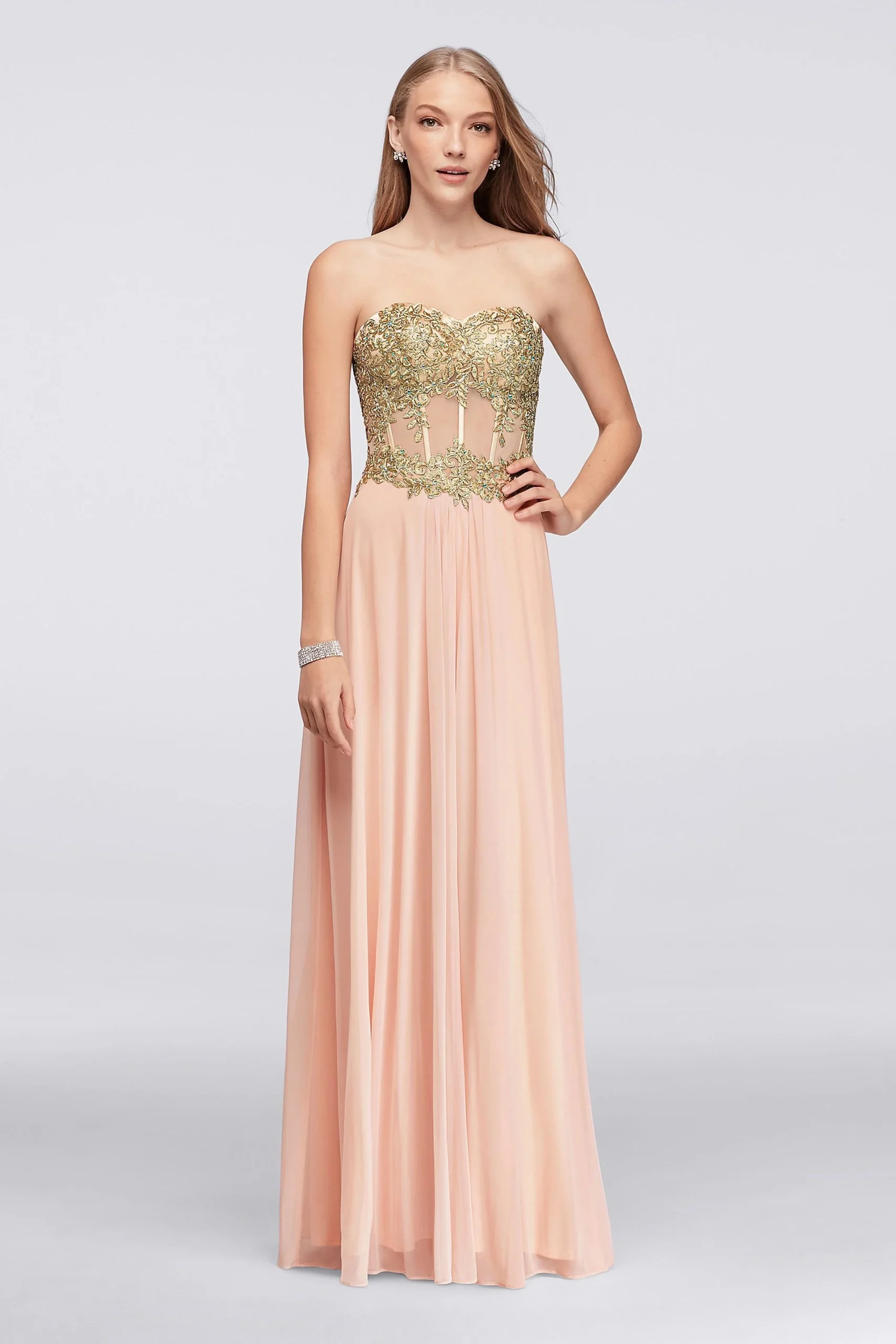Appliqued Illusion Corset Dress