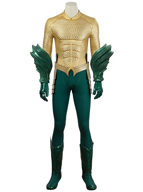 Aquaman Arthur Curry Battle Suit Halloween Cosplay Costume Full Set