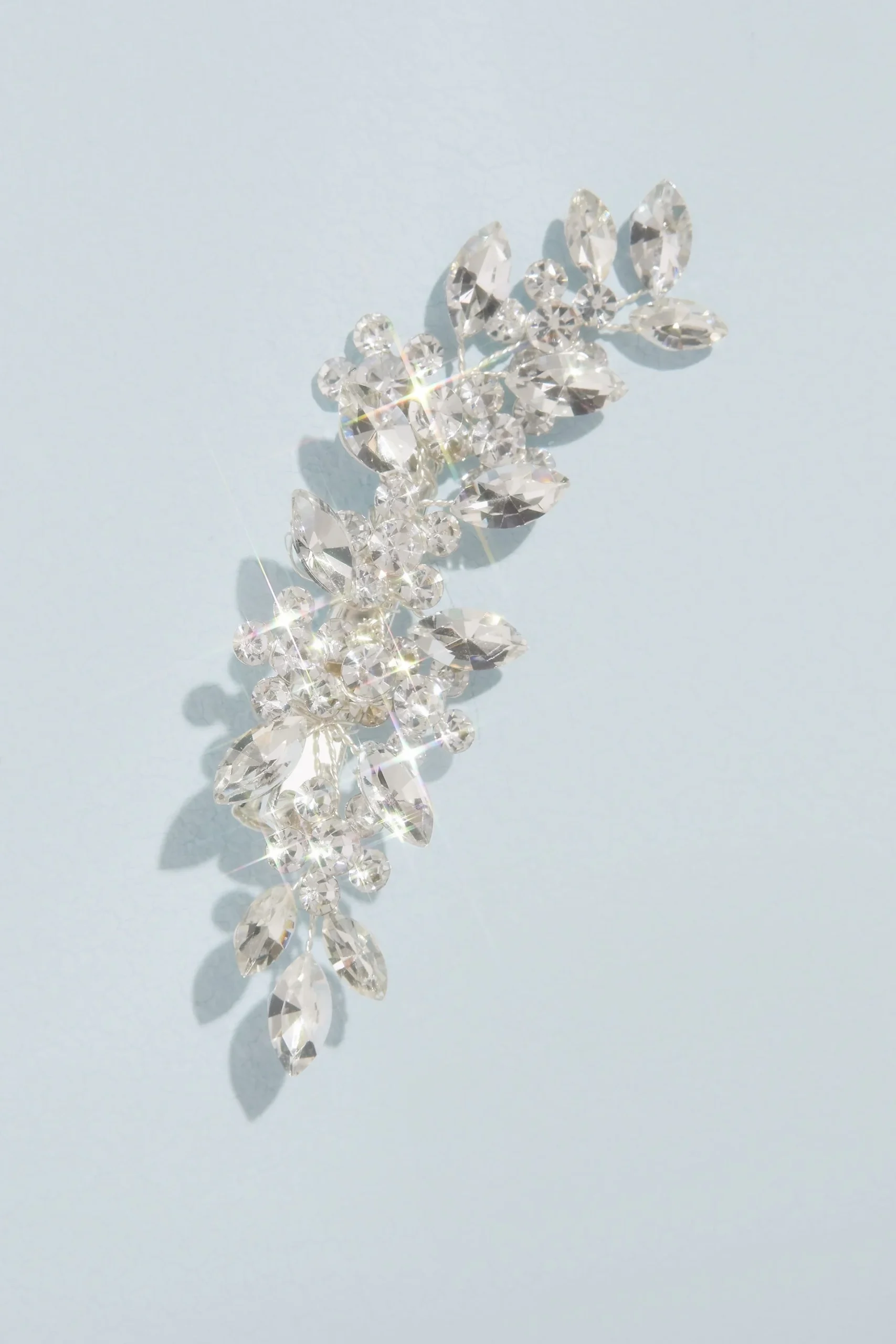 Arched Leaf Crystal Spray Hair Clip