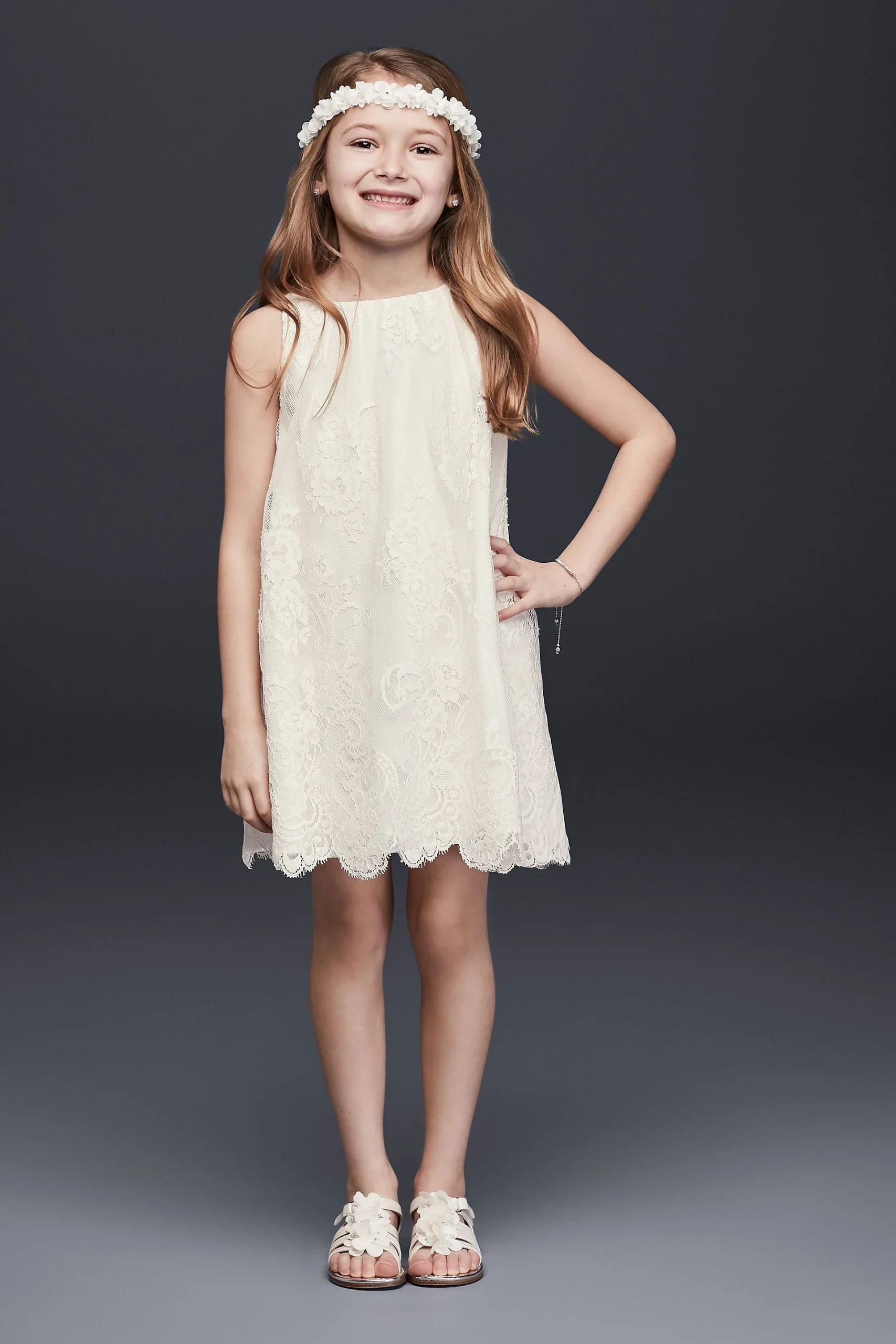 As-Is All Over Lace Dress with Scalloped Hem