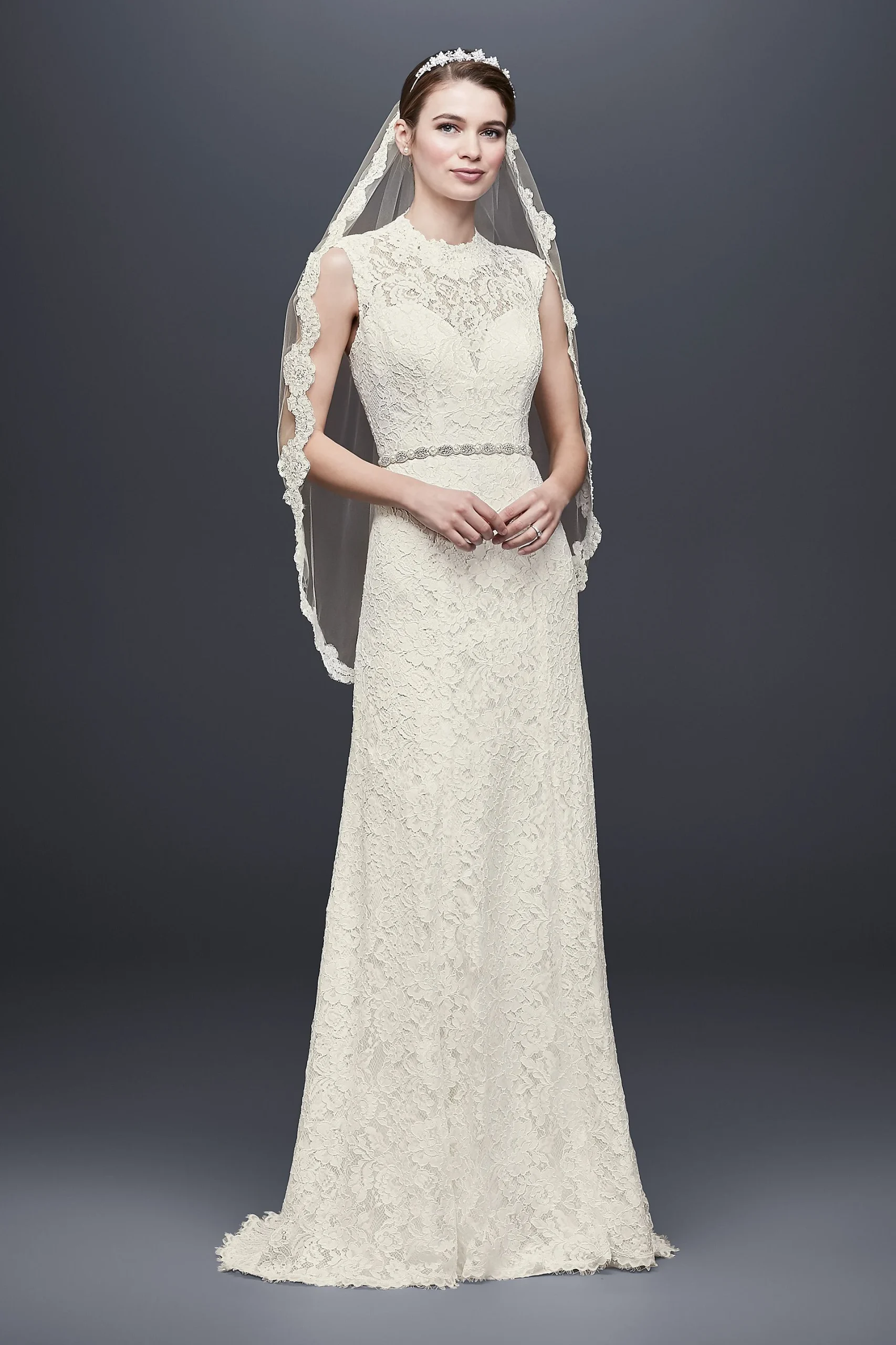 As-Is Allover Lace Cap Sleeve Sheath Wedding Dress