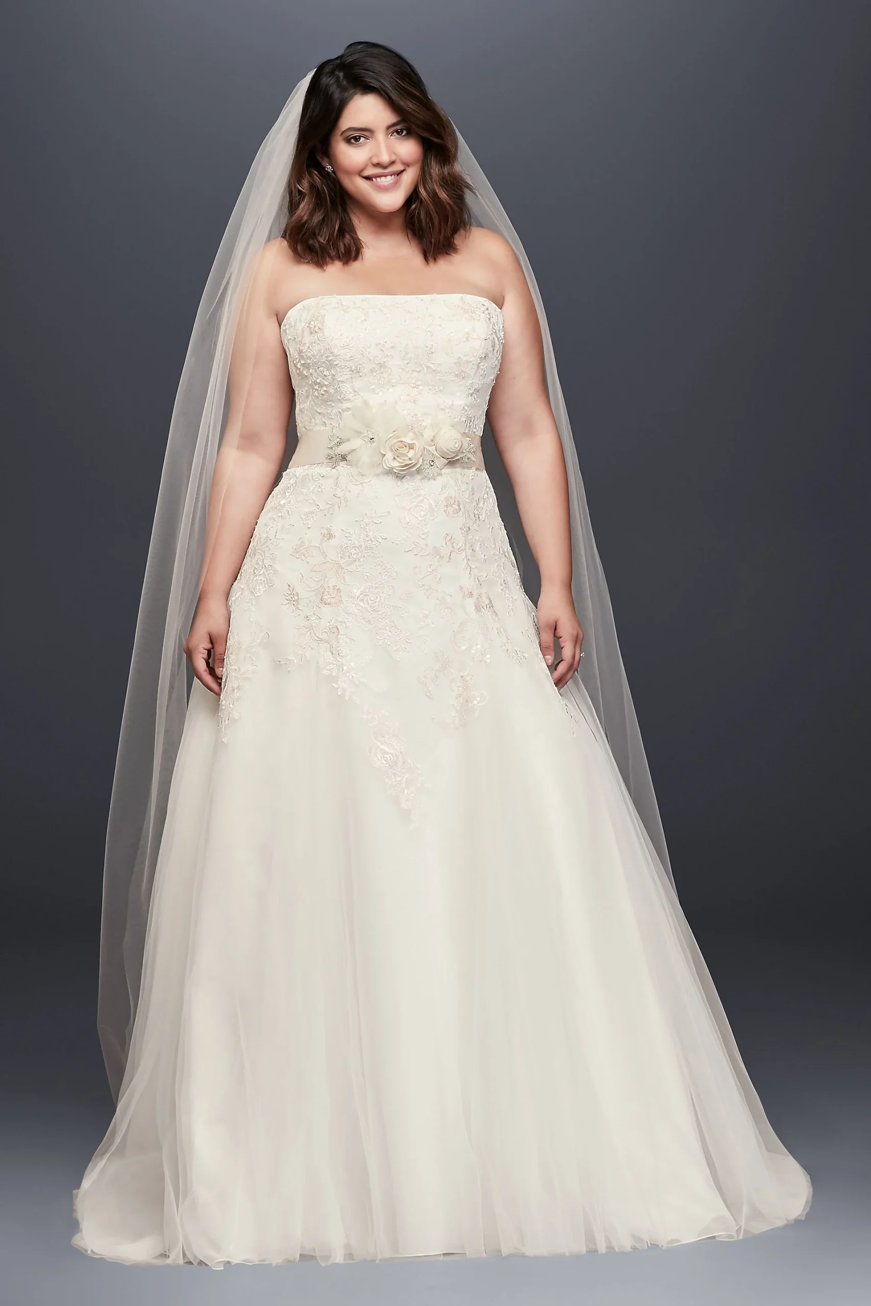 As-Is Appliqued Tulle Plus Size Wedding Dre