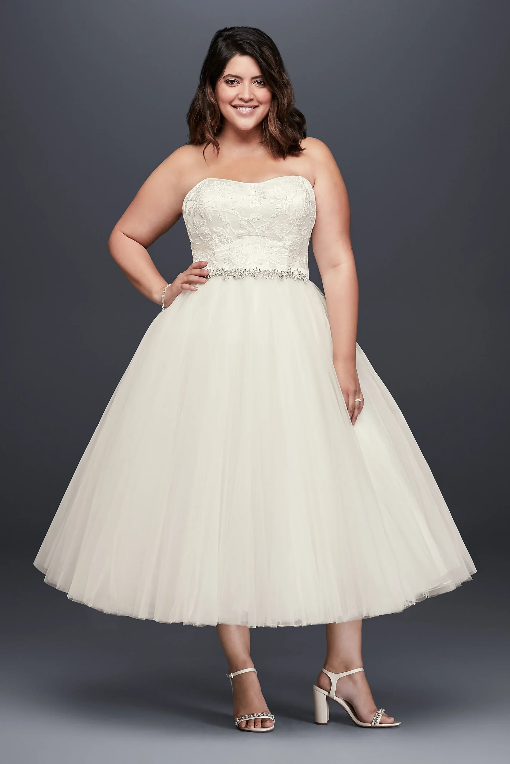 As-Is Appliqued Tulle Plus Size Wedding Dress
