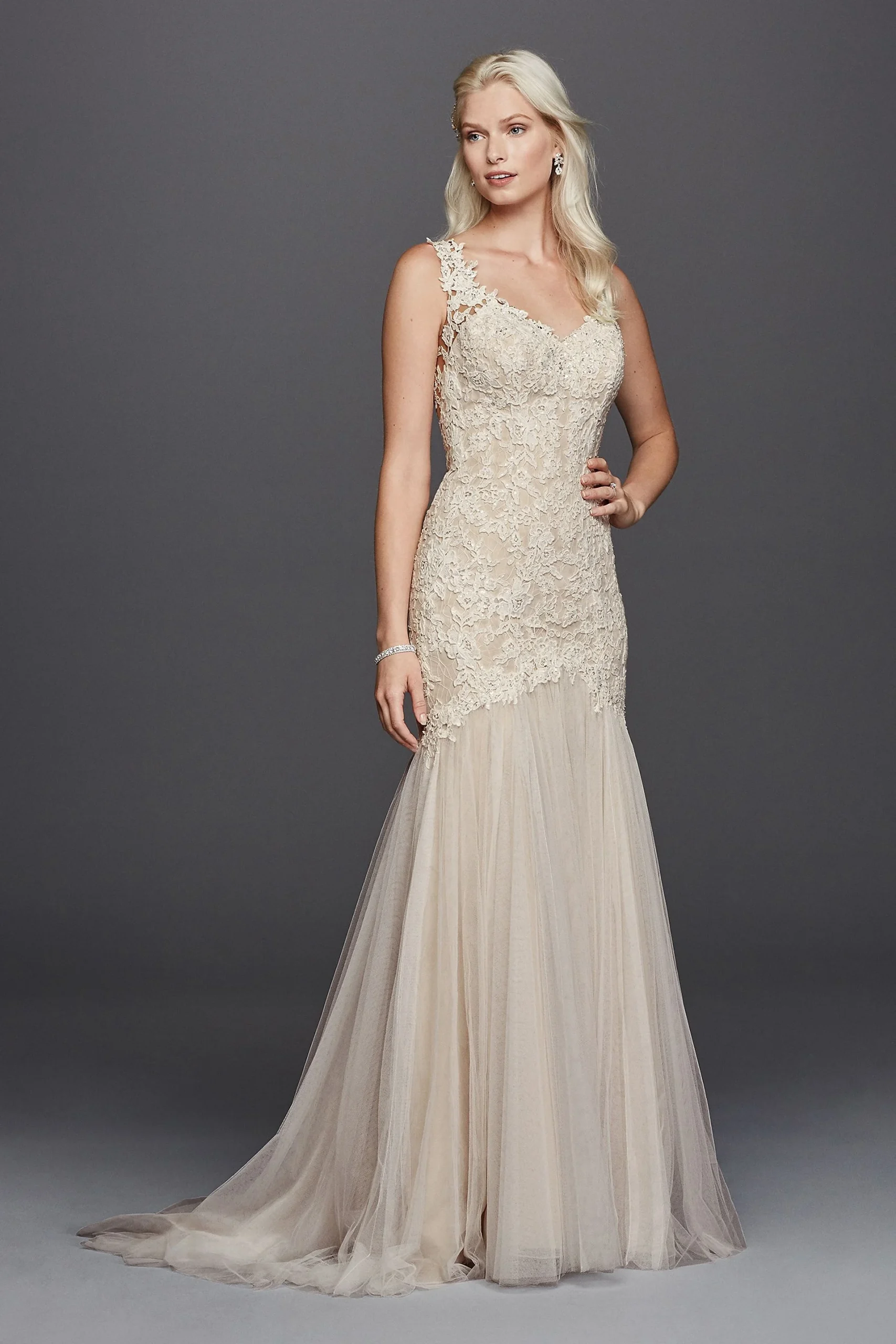As-Is Beaded Venice Lace Trumpet Wedding Dress