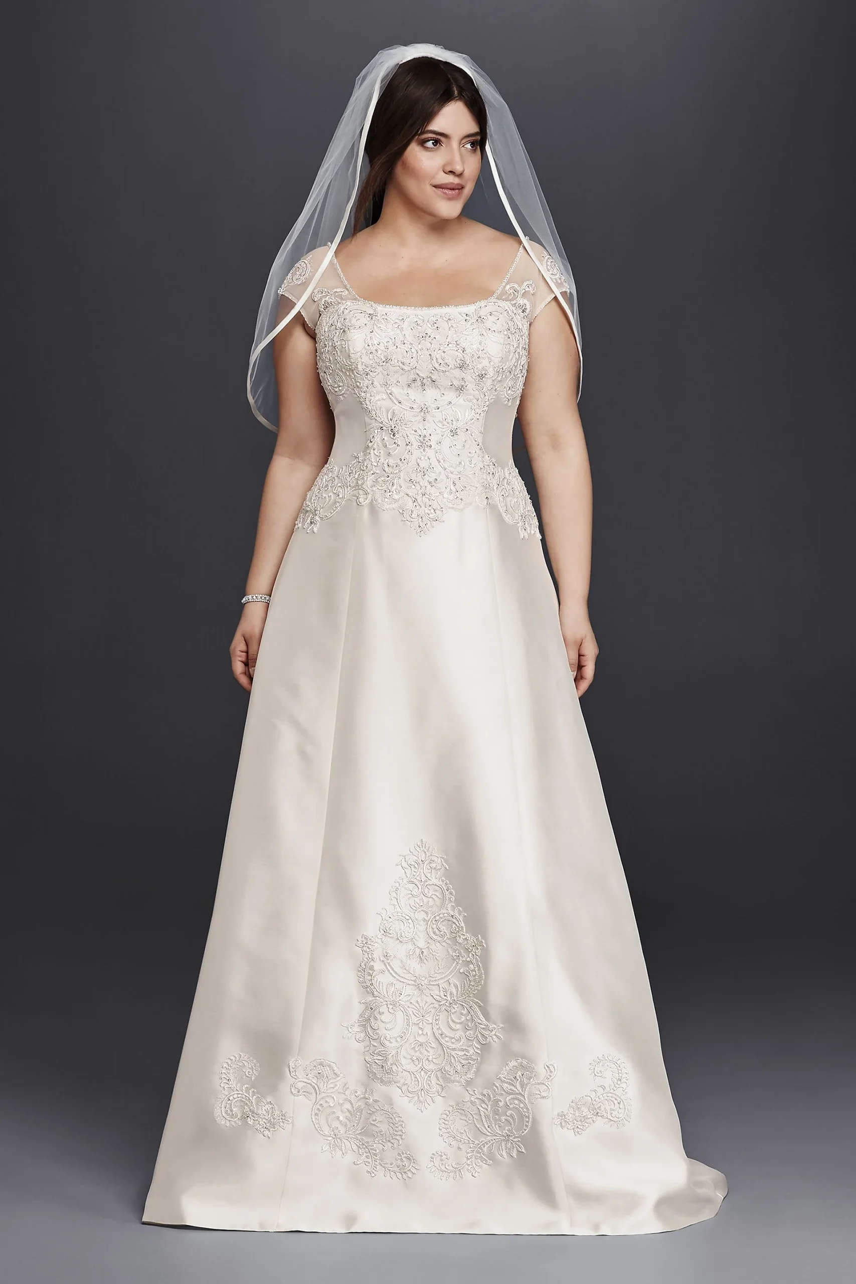 As-Is Cap Sleeve Mikado Plus Size Wedding Dress