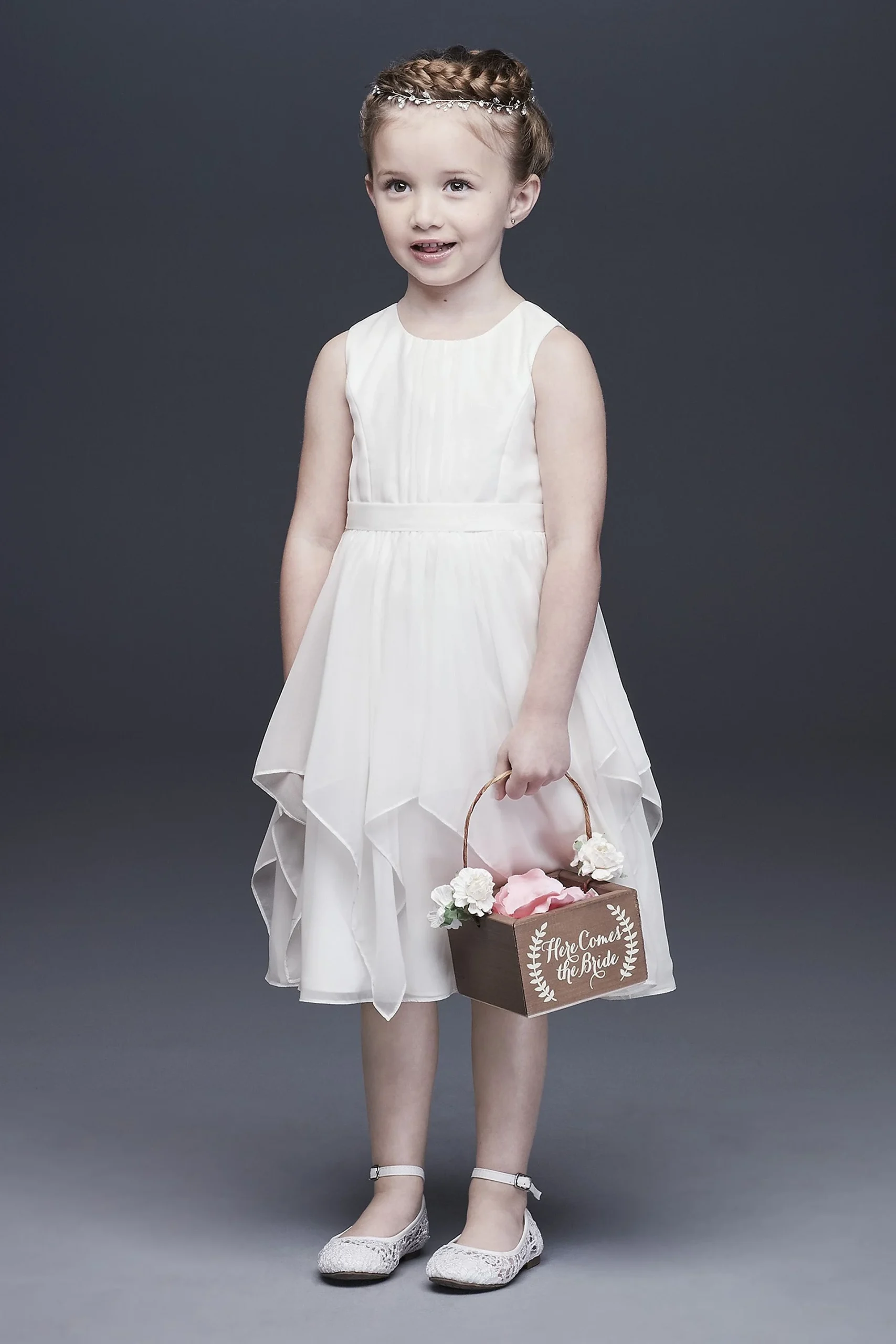 As-Is Chiffon Flower Girl Dress with Bow Sash