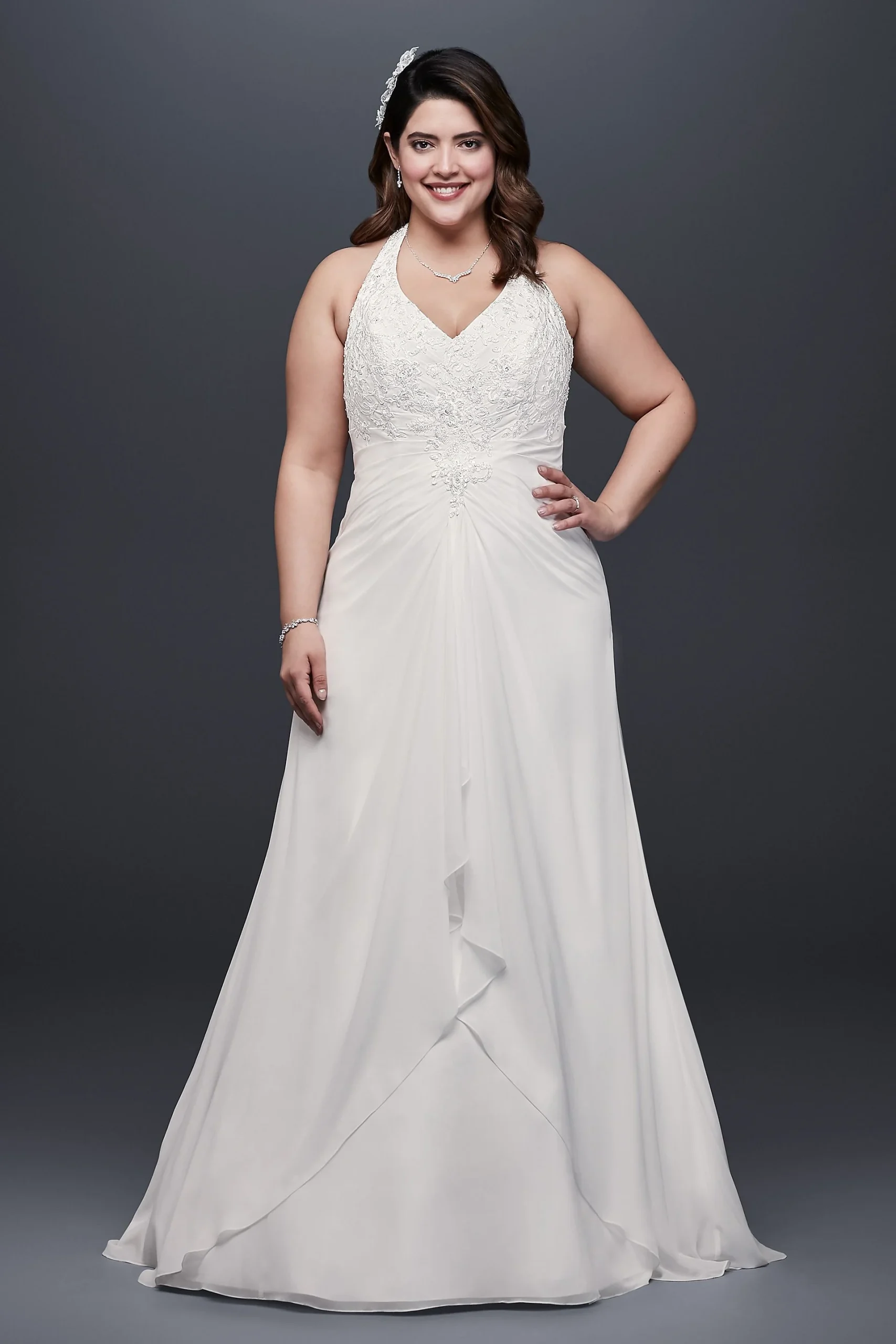 As-Is Chiffon Halter Plus Size Wedding Dress