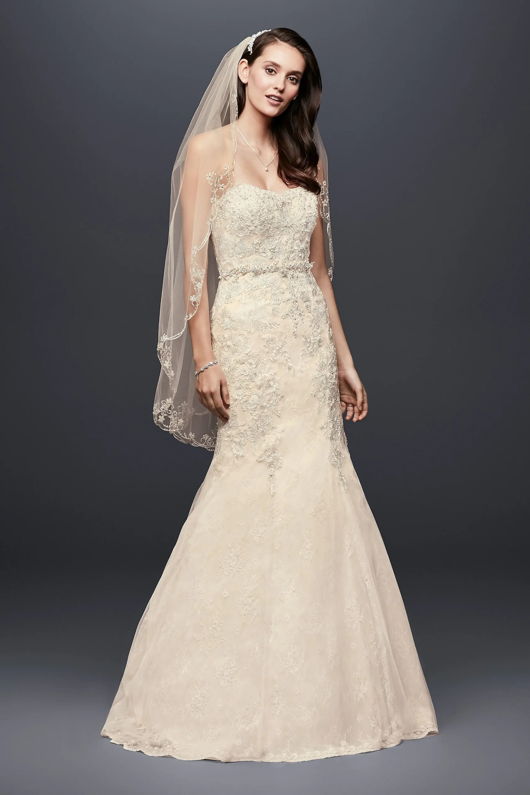 As-Is Corset Back Beads Lace Mermaid Wedding Dress