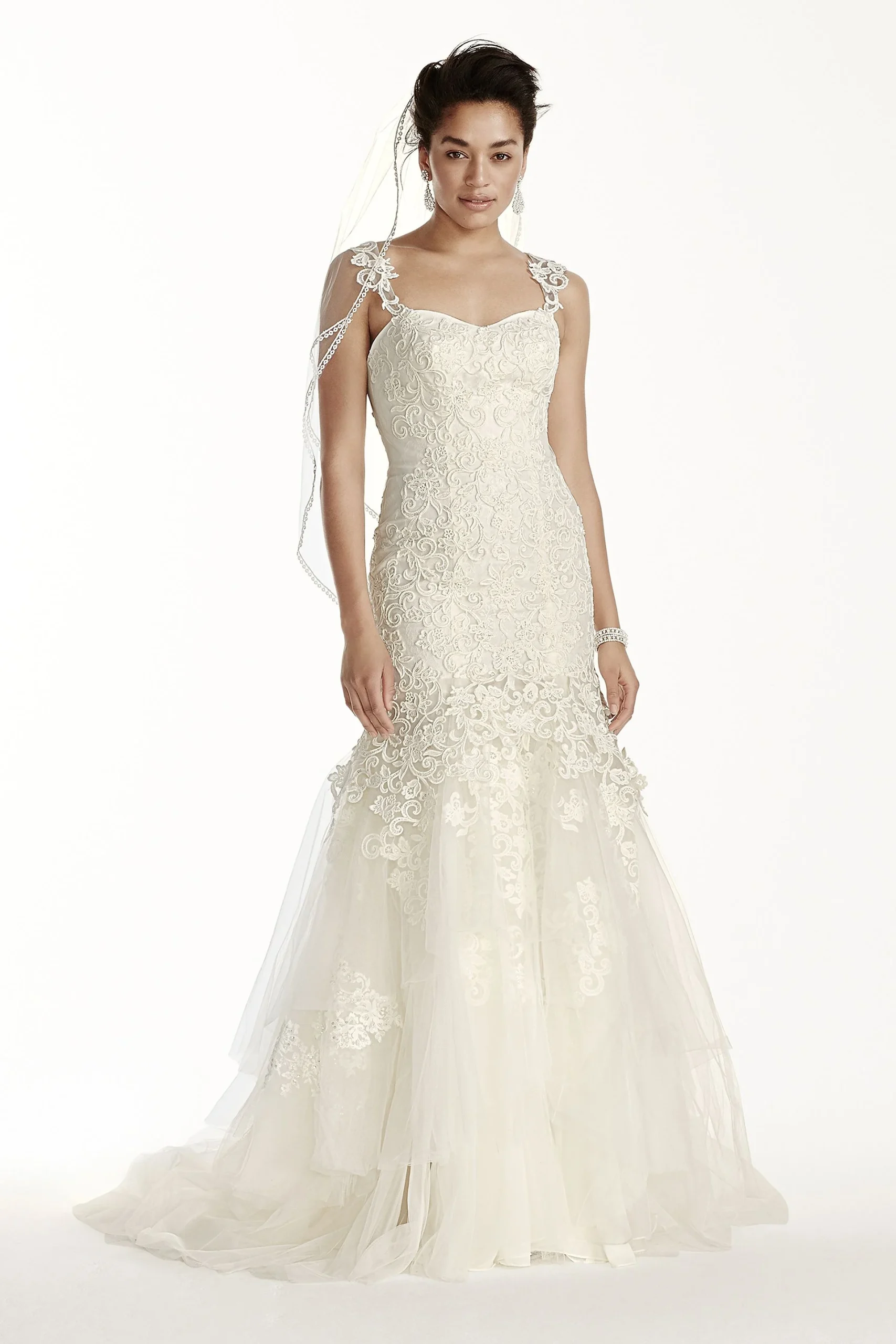 As-Is Crinkle Chiffon Gown with Lace