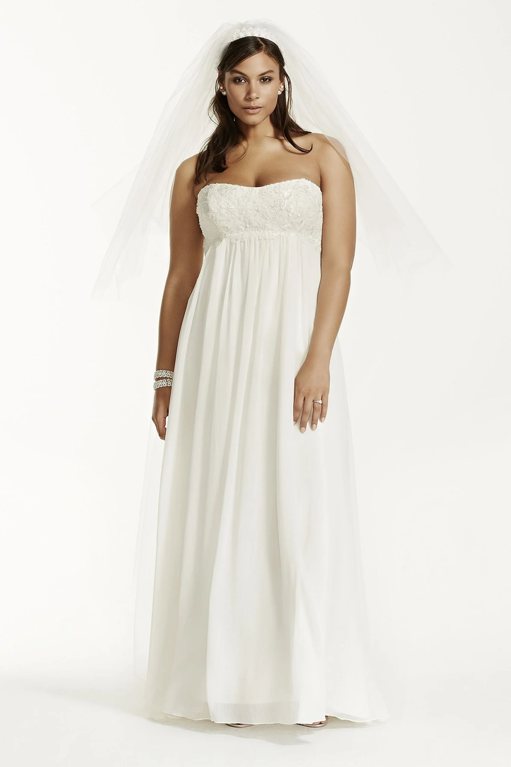 As-Is Crinkle Chiffon Plus Size Wedding Dress