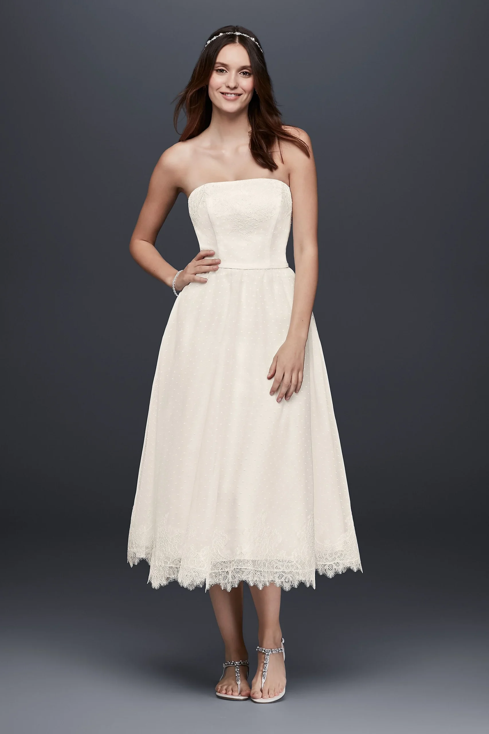 As-Is Dotted Tulle Tea-Length Wedding Dress