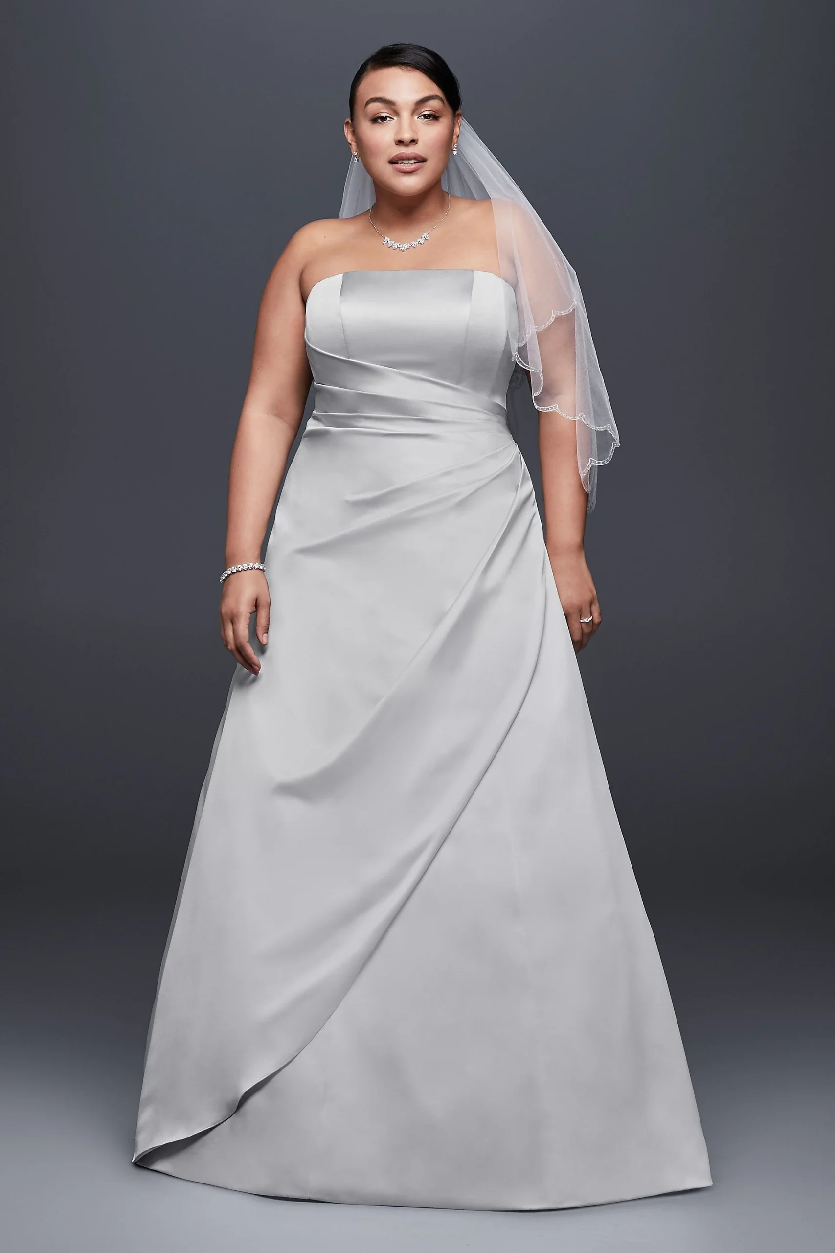 As-Is Draped Satin Plus Size A-Line Wedding Dress