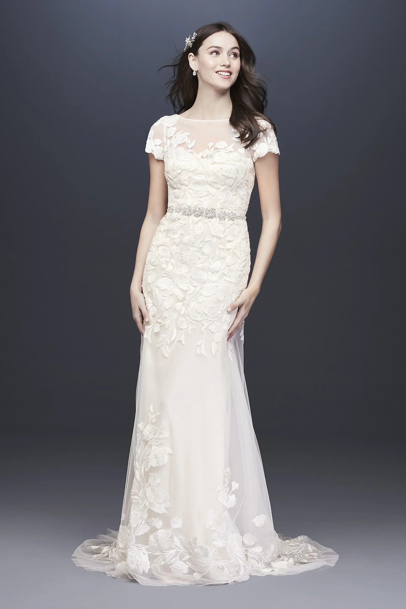 As-Is Embroidered Cap Sleeve Wedding Dress