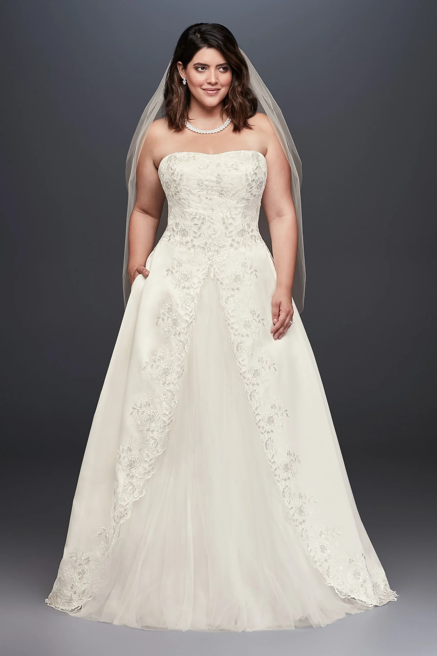 As-Is Embroidered Satin Plus Size Wedding Dress