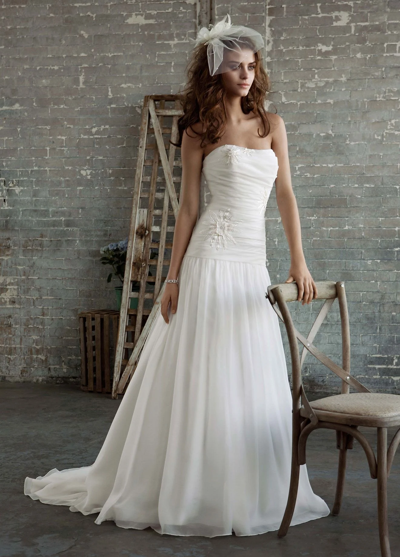 As-Is Gown with Drop Waist and Floral Detail