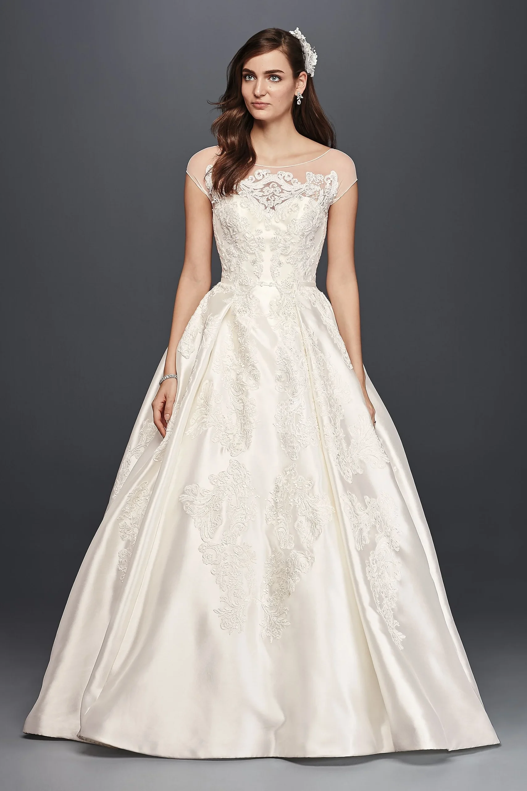 As-Is Illusion Cap Sleeve Wedding Dress