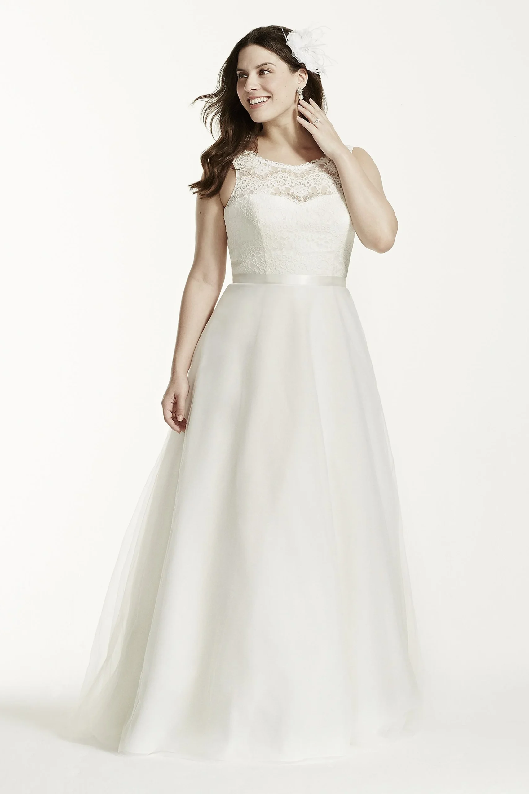As-Is Illusion Lace A-Line Plus Size Wedding Dress