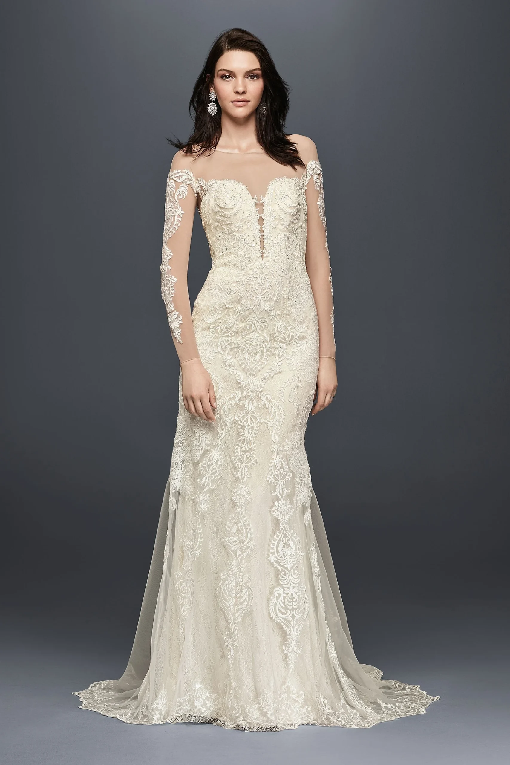 As-Is Illusion Lace Long Sleeve Wedding Dress