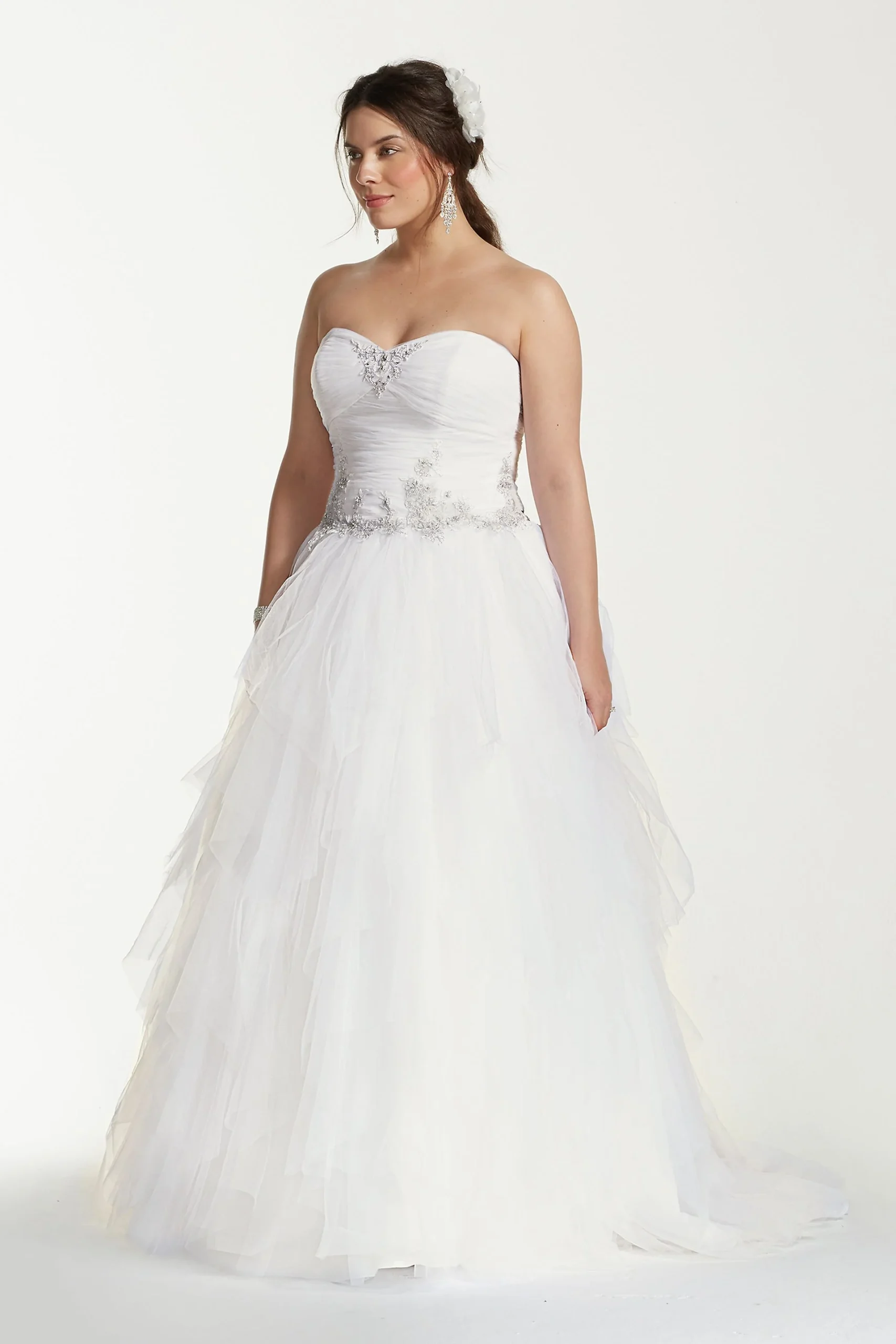 As-Is Jewel Tiered Tulle Plus Size Wedding Dress