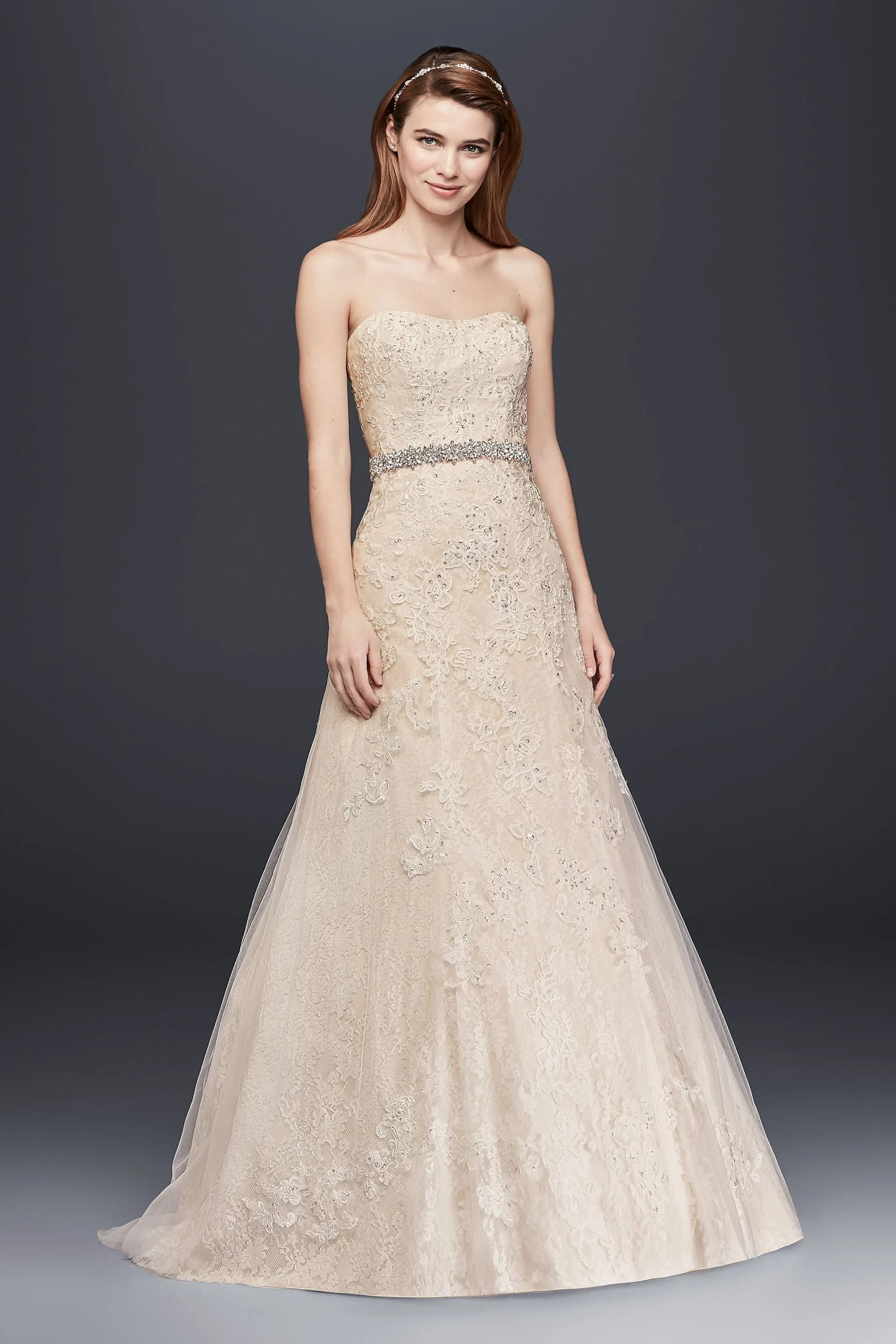 As-Is Lace A-Line Petite Wedding Dress with Beads