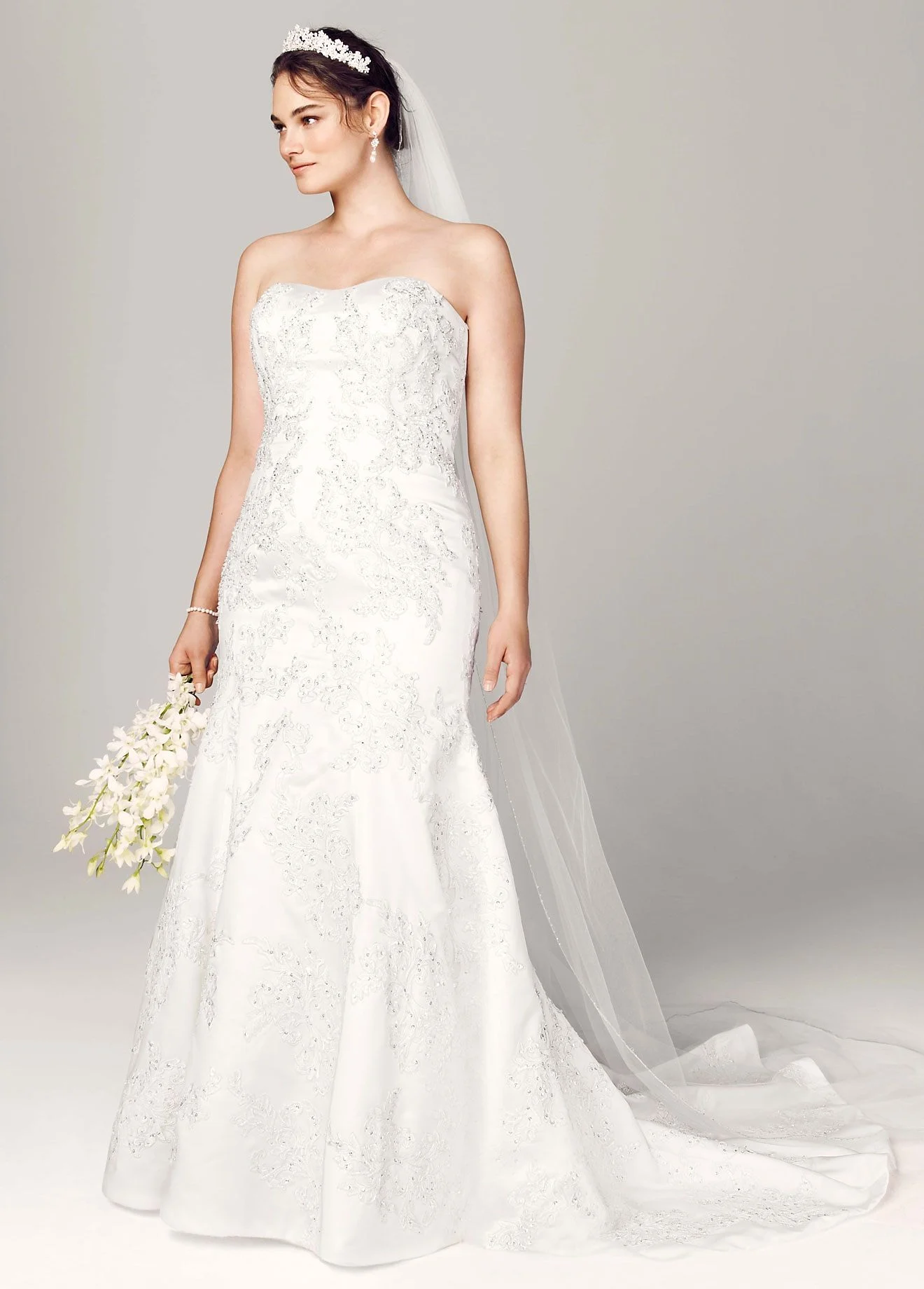 As-Is Lace Satin Trumpet Wedding Dress