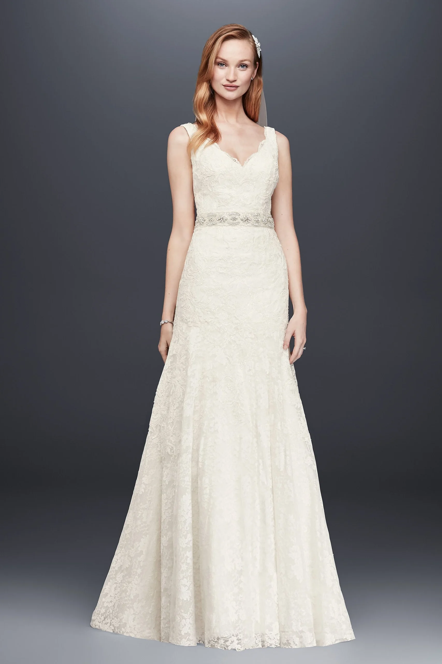 As-Is Lace Scalloped Neck Mermaid Wedding Dress