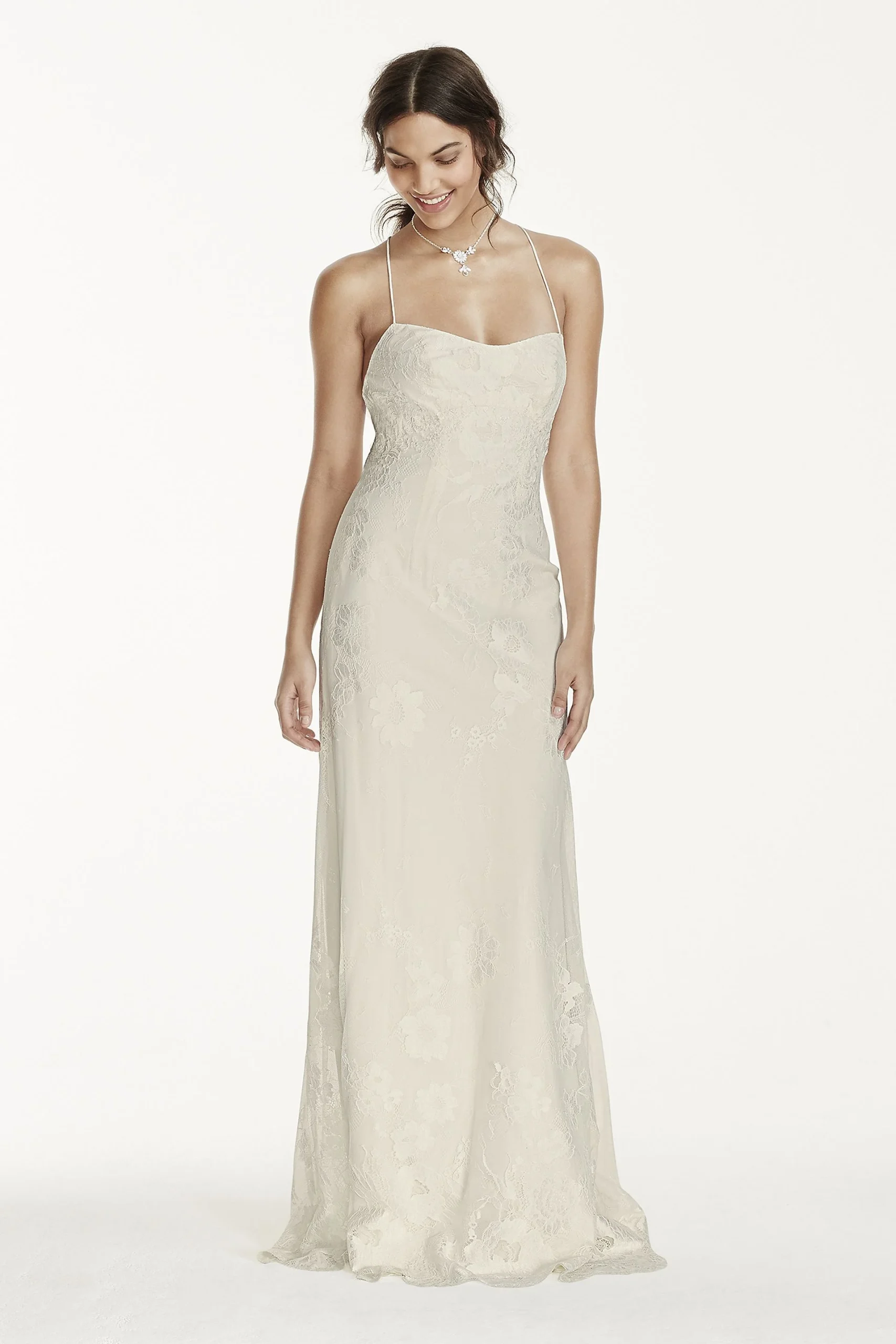 As-Is Lace Sheath Dress with Low Crisscross Back
