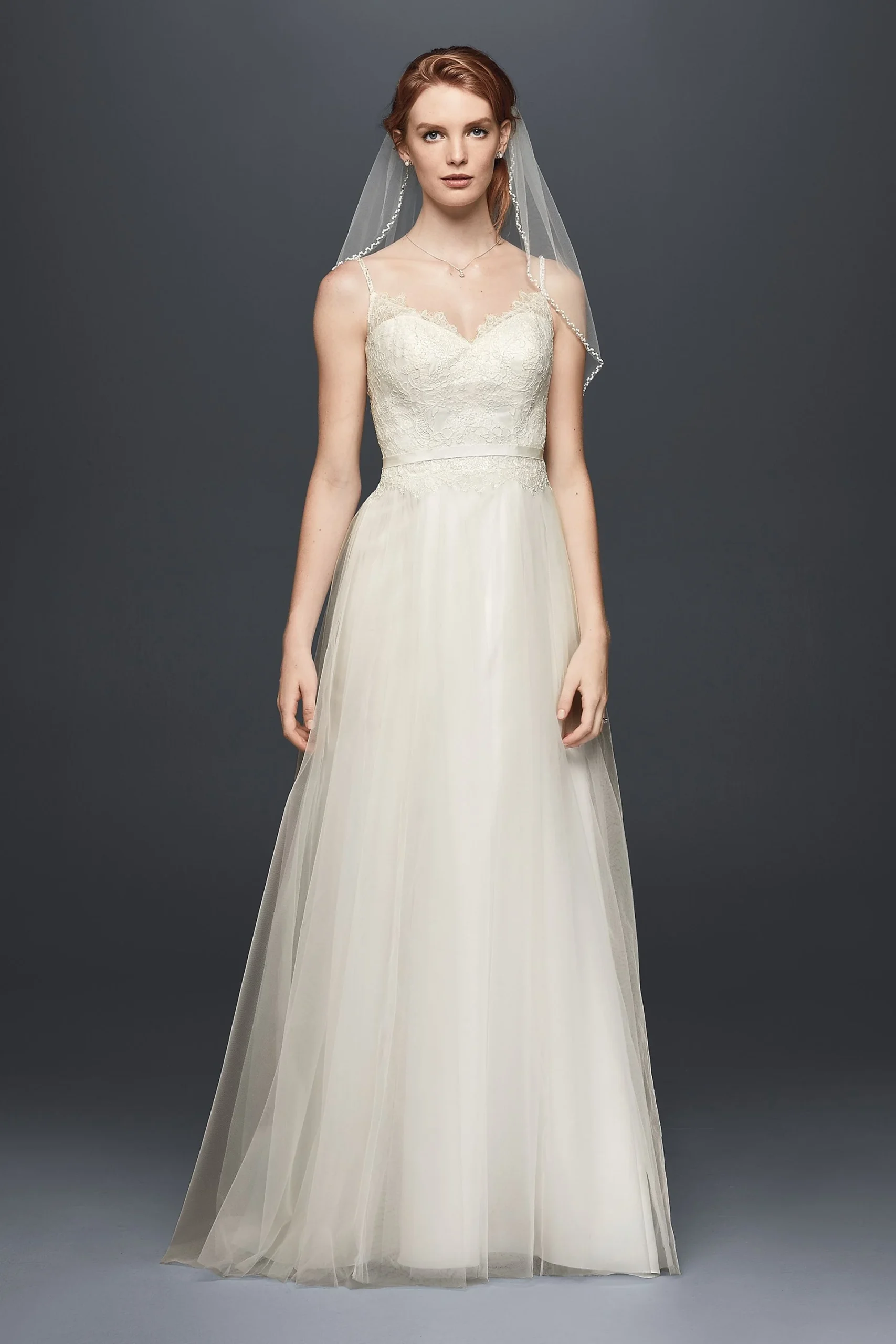 As-Is Lace Tulle Wedding Dress with Beaded Straps