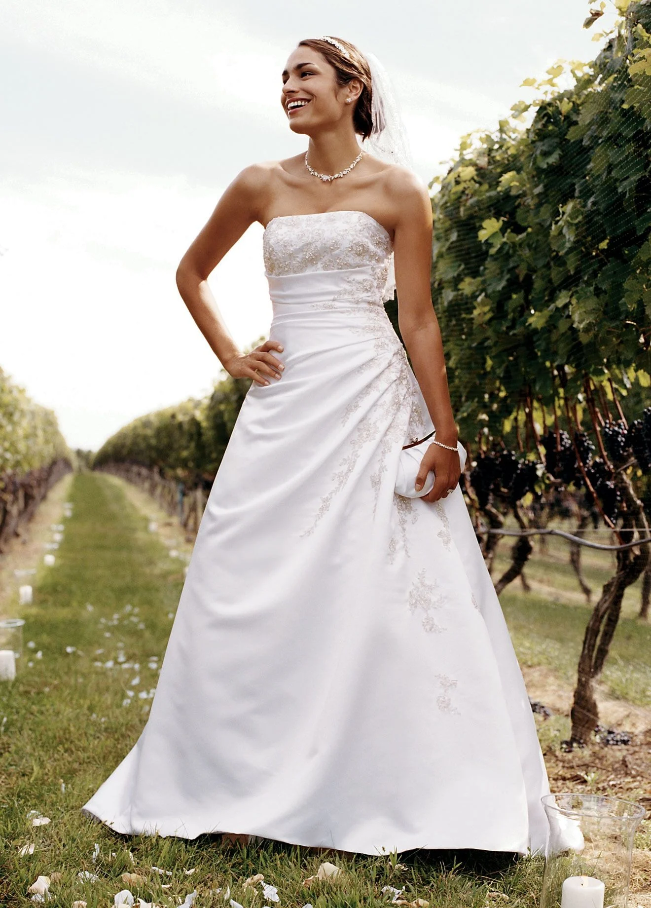 As-Is A-line Side Drape Strapless Gown