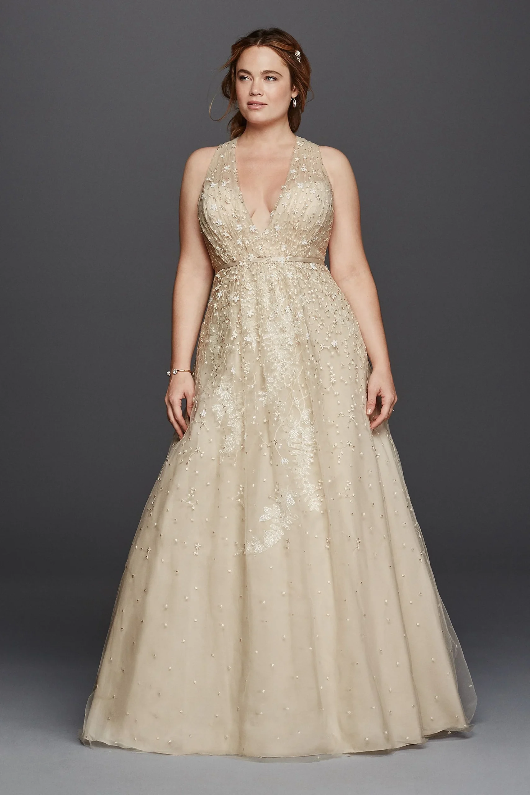 As-Is A-Line Wedding Dress with Plunging V-Neck